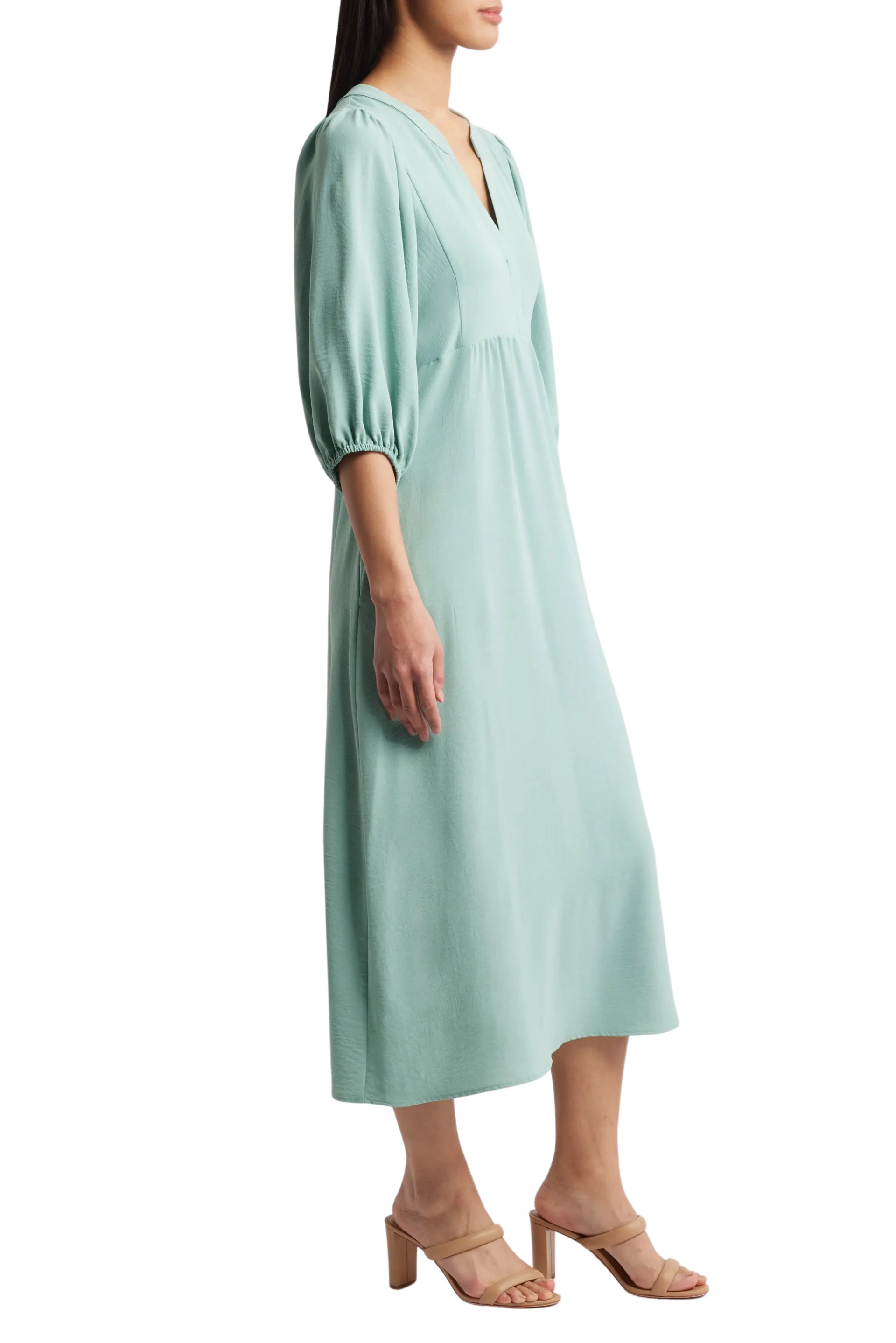 V-Neck Tea-Length Crepe Casual Maxi Dress Pockets Connected Apparel  TRM54766 – The Dress Outlet