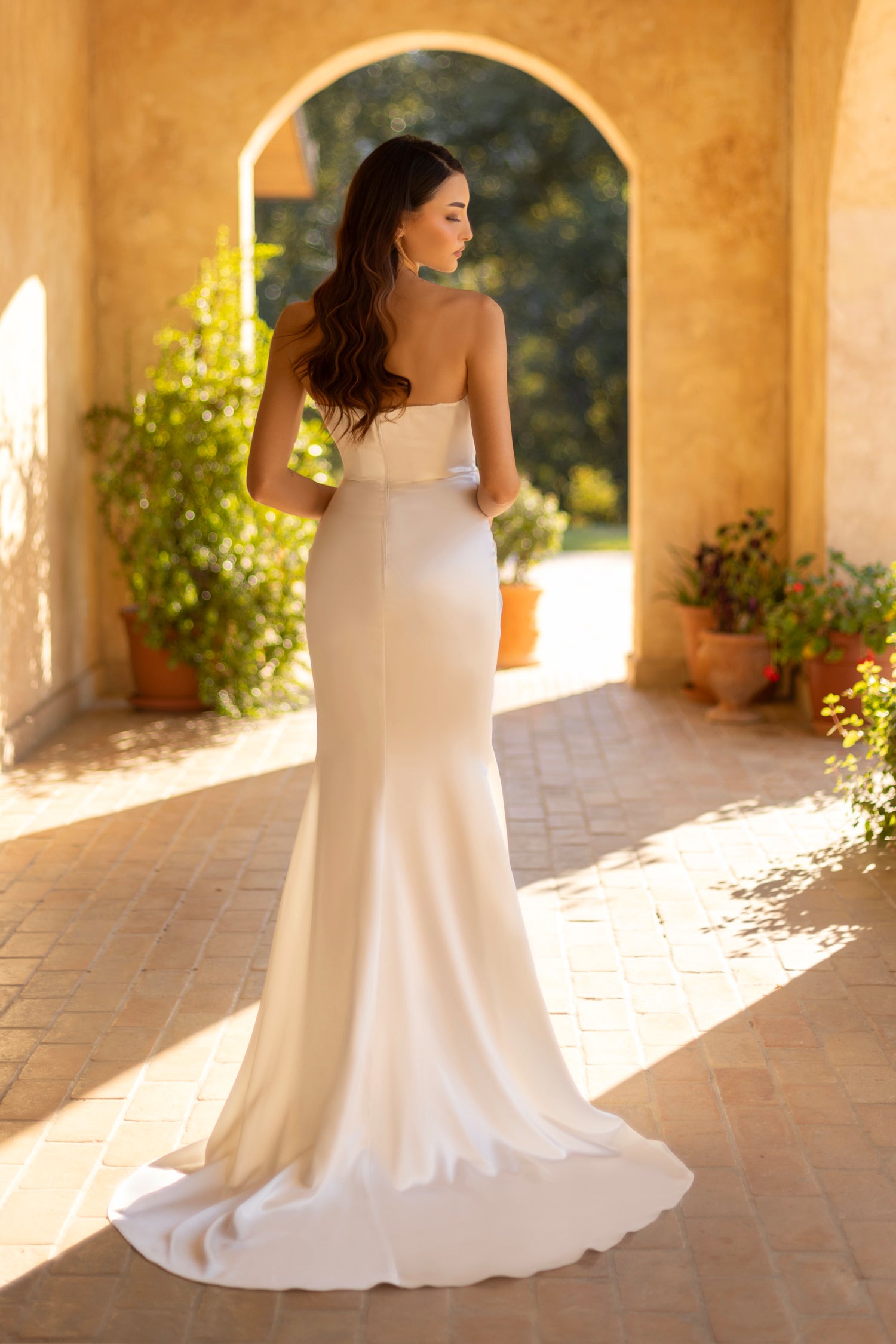 Tina Holly TT003W Bridal Long Pleated Slit Wedding Dress