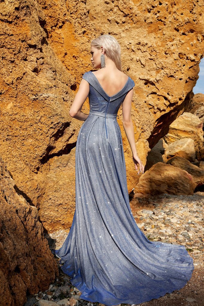 Off-the-Shoulder Floor-Length Sequin Formal A-Line Gown - Tina Holly TYTW028