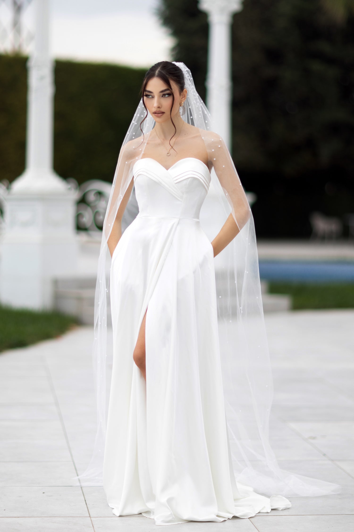 Tina Holly TW105 Wedding Ball A-Line Strapless Sweetheart Satin Dress - Off White / 6 Tina Holly TW105 Wedding Ball A-Line Strapless Sweetheart Satin Dress - Off White / 6