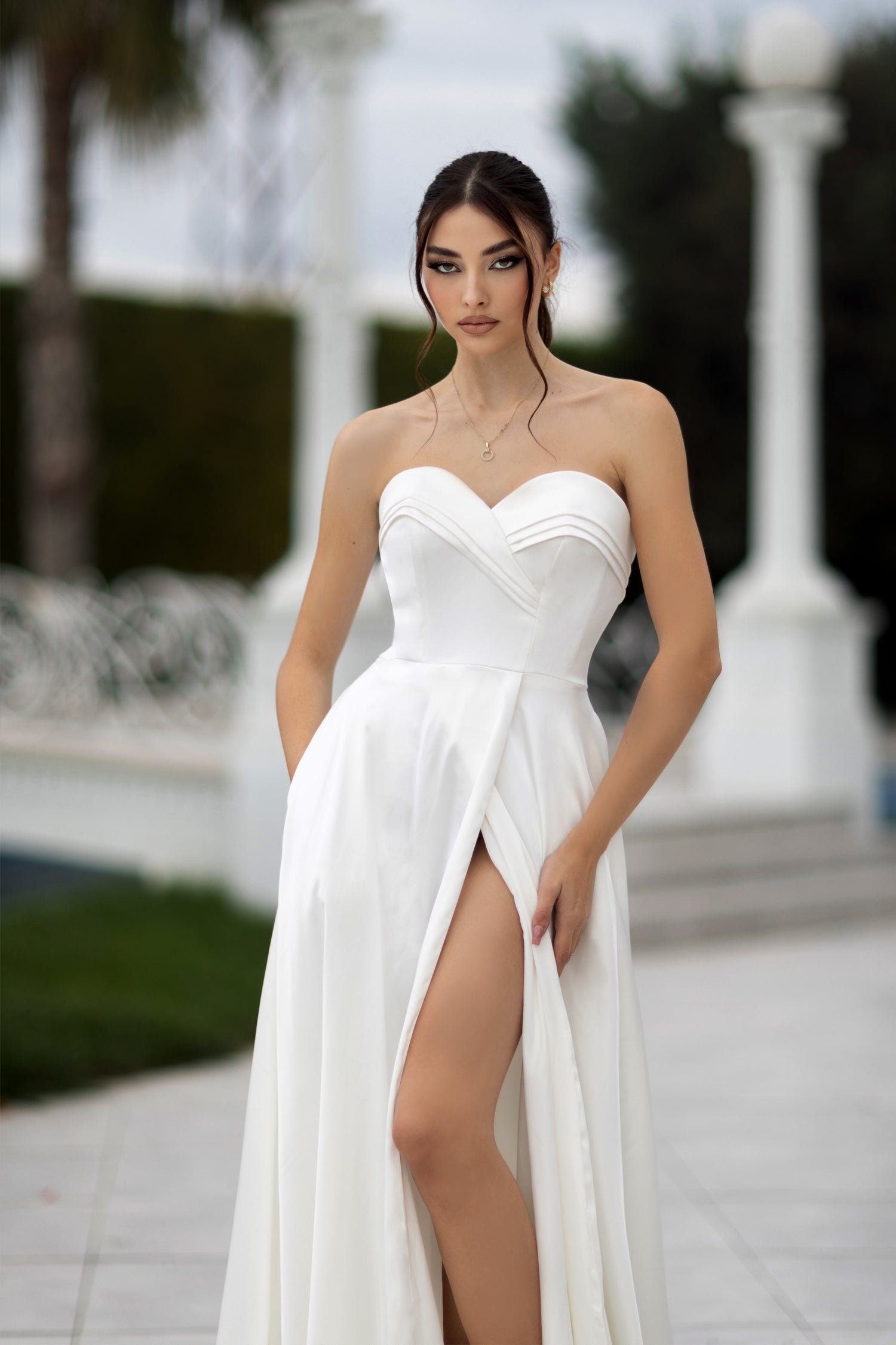 Tina Holly TW105 Simple Long A Line Ball Gown Wedding Dress