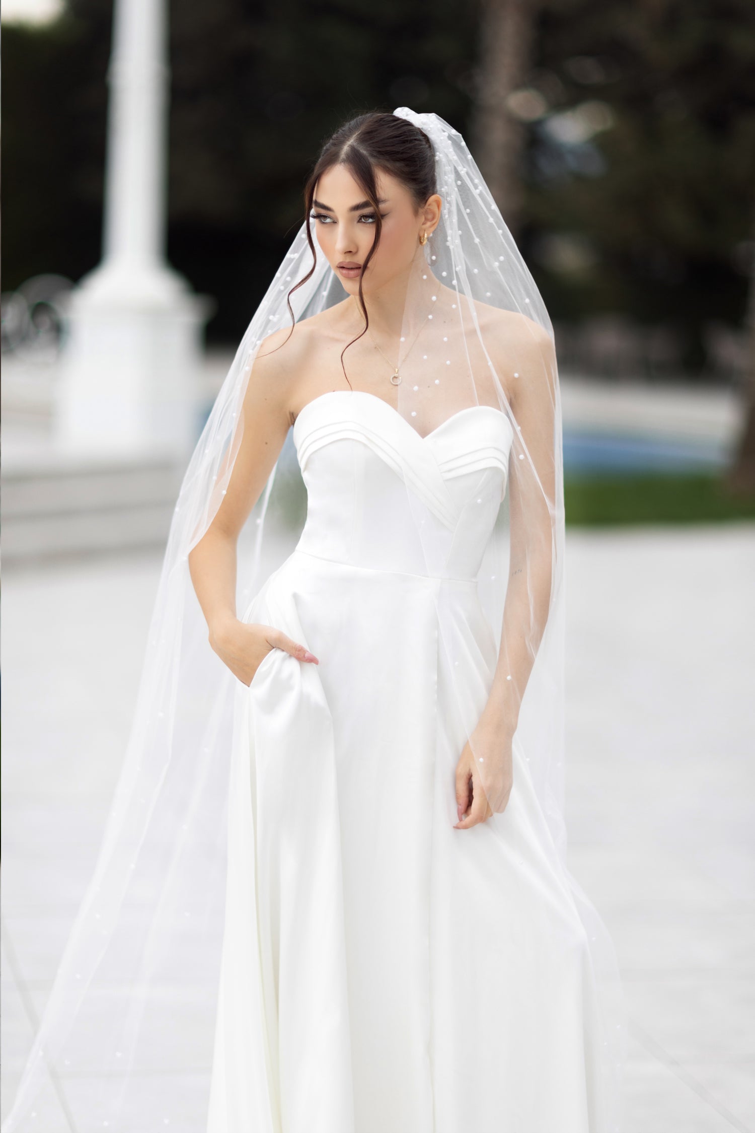 Tina Holly TW105 Simple Long A Line Ball Gown Wedding Dress