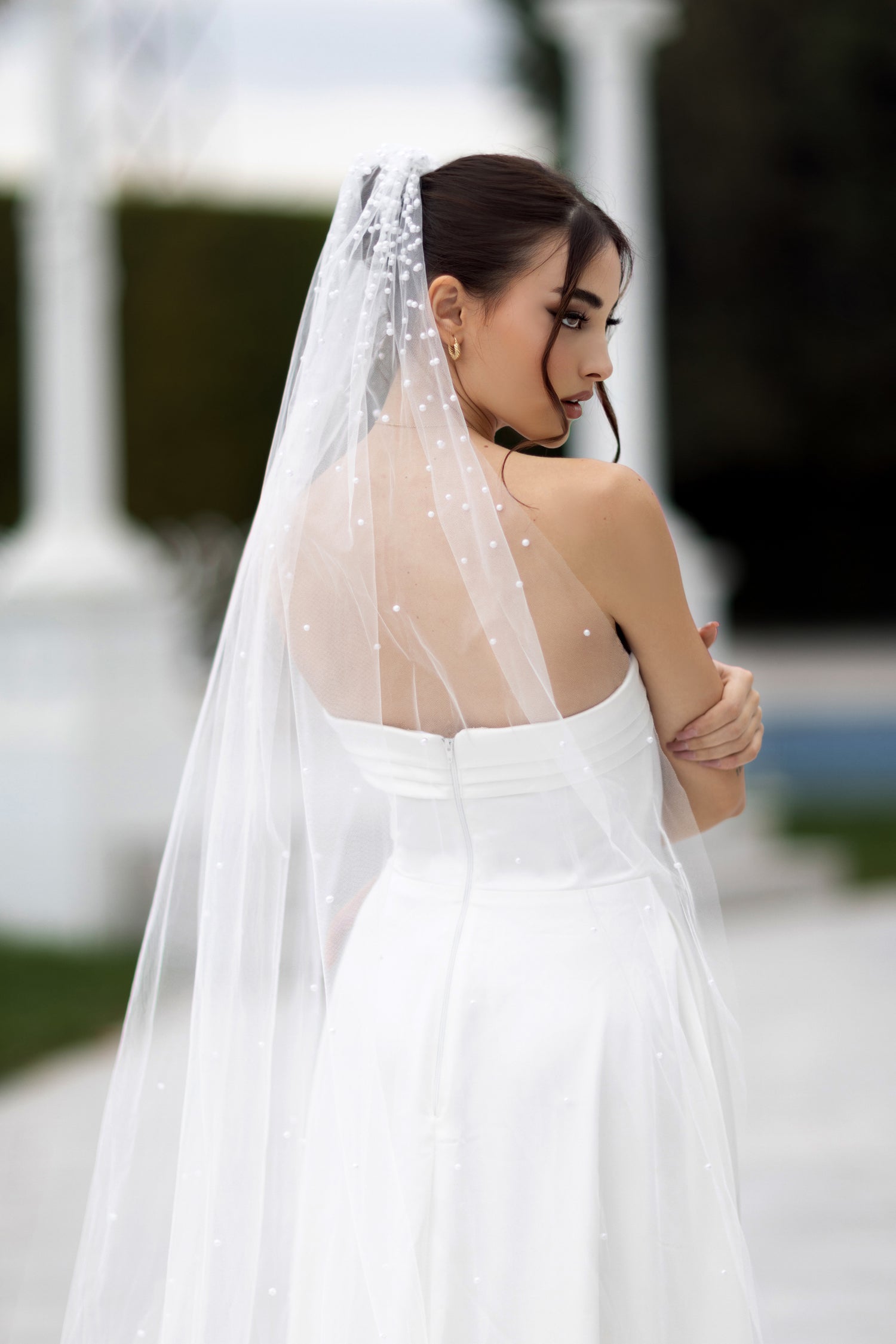 Wedding Dresses Long Slit A Line Wedding Dress Off White