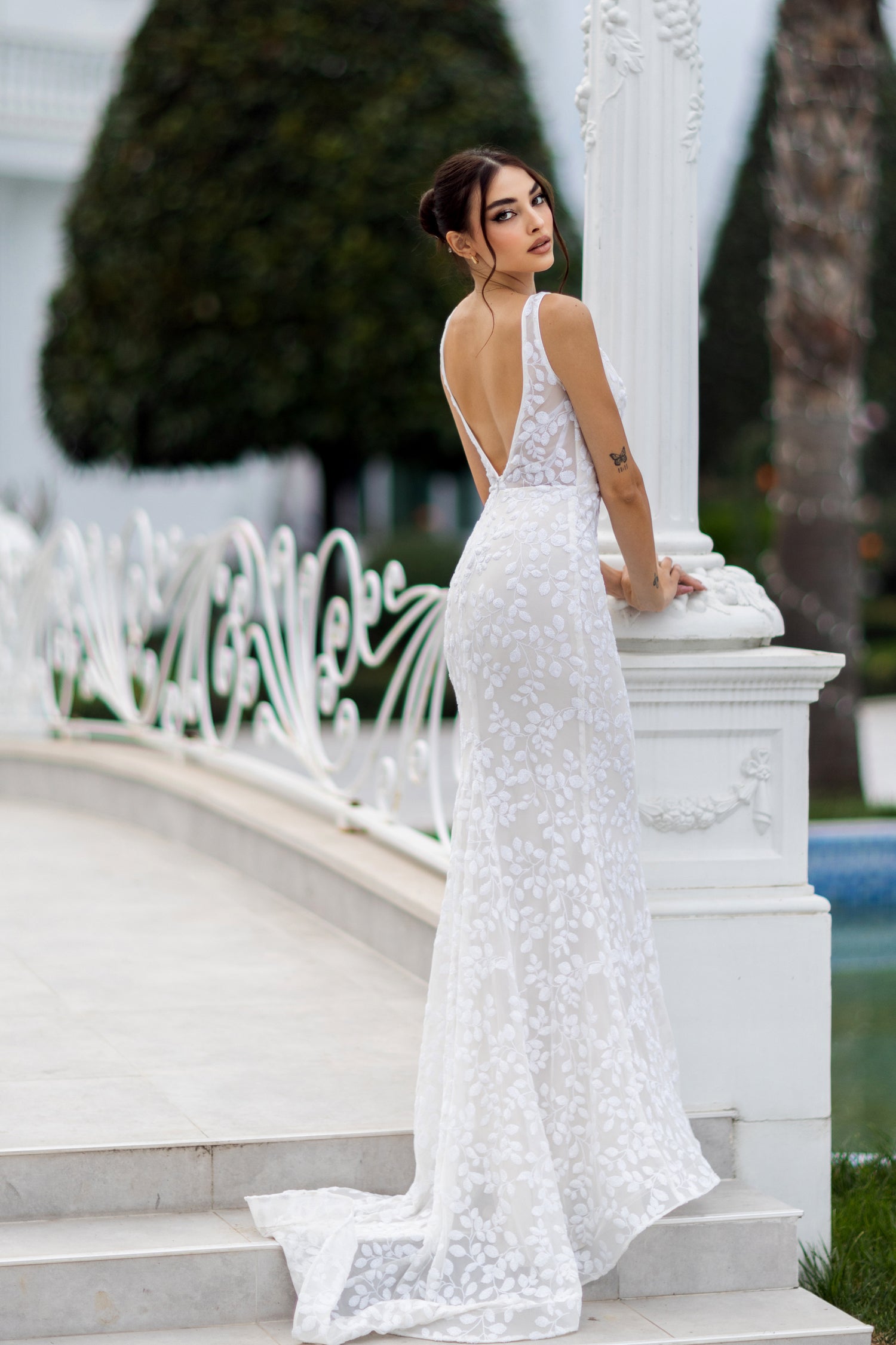 Wedding Dresses Long Leaf Sequin Wedding Dress White/Ivory