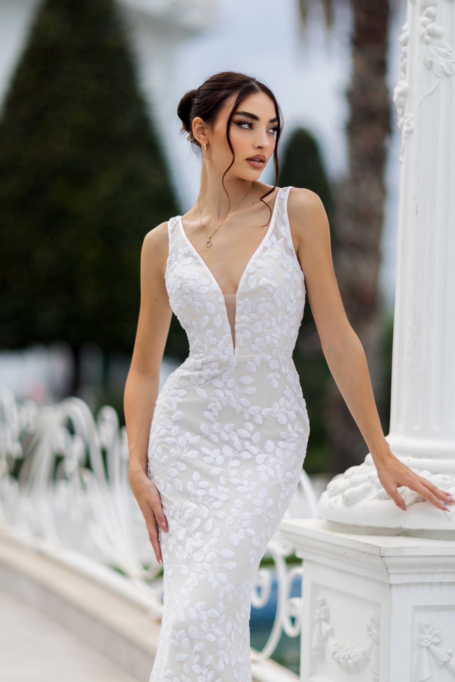 Tina Holly TW108 Long Fitted Bridal Gown Sequin Mermaid Wedding Dress - White/Ivory / 16 Tina Holly TW108 Long Fitted Bridal Gown Sequin Mermaid Wedding Dress - White/Ivory / 16