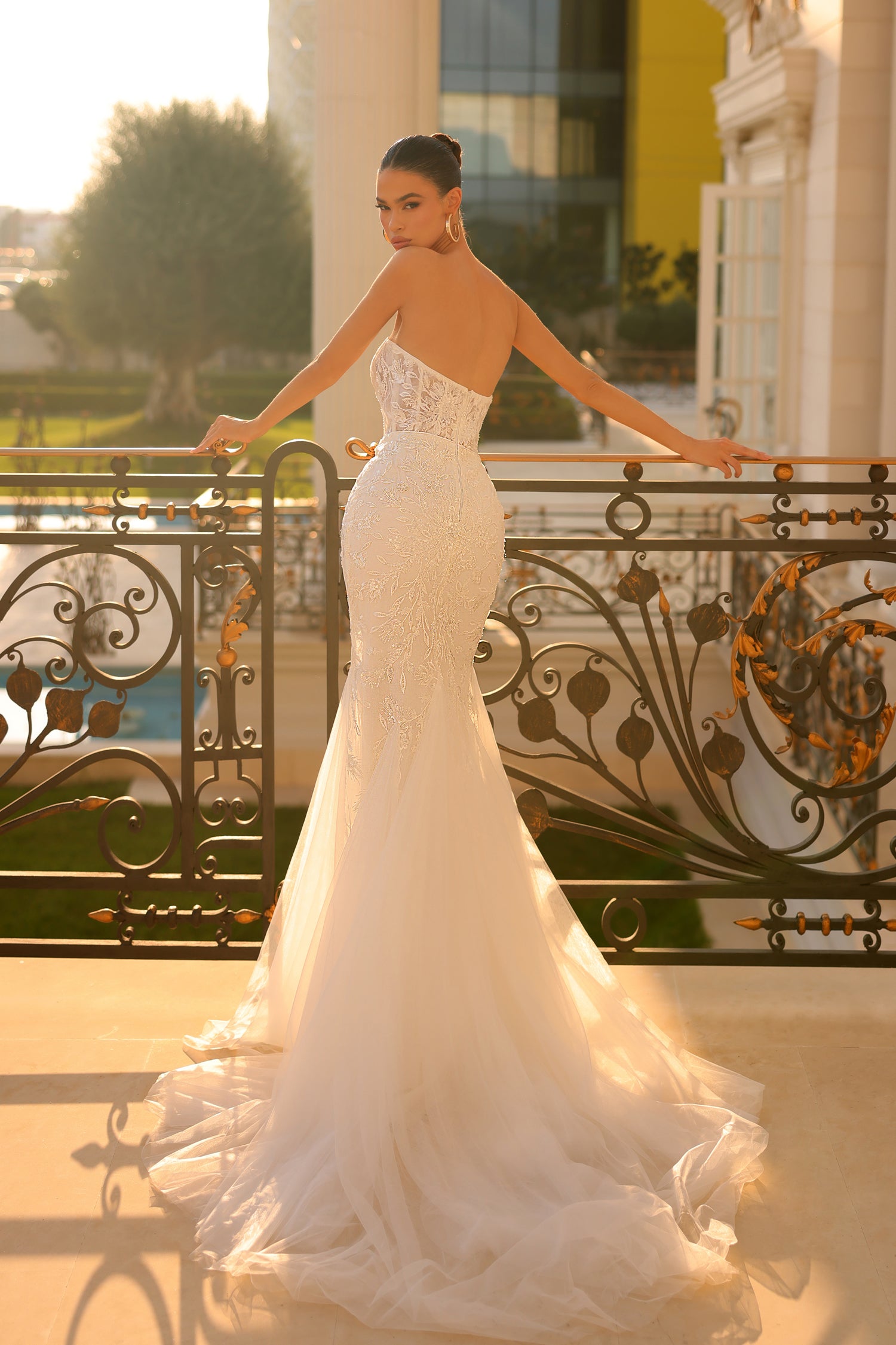 Tina Holly TW122 Sequin Floral Long Fitted Wedding Dress