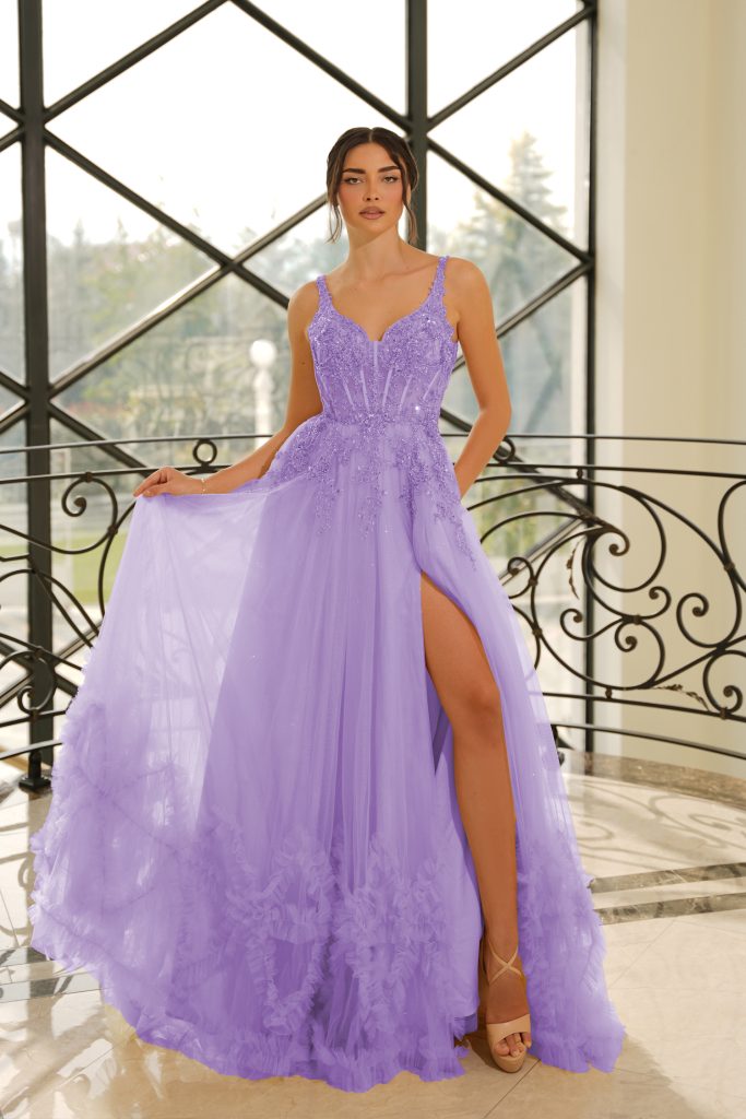 Prom Dresses Long Formal Corset Beaded Prom Dress Lilac