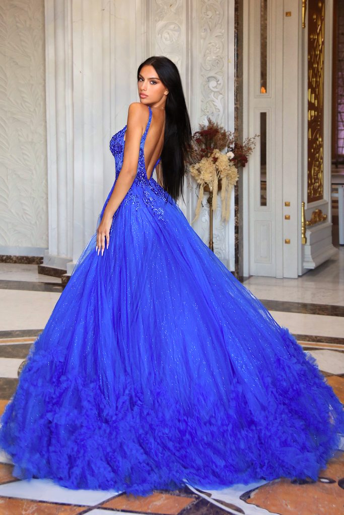 Prom Dresses Long Formal Corset Beaded Prom Dress Royal Blue