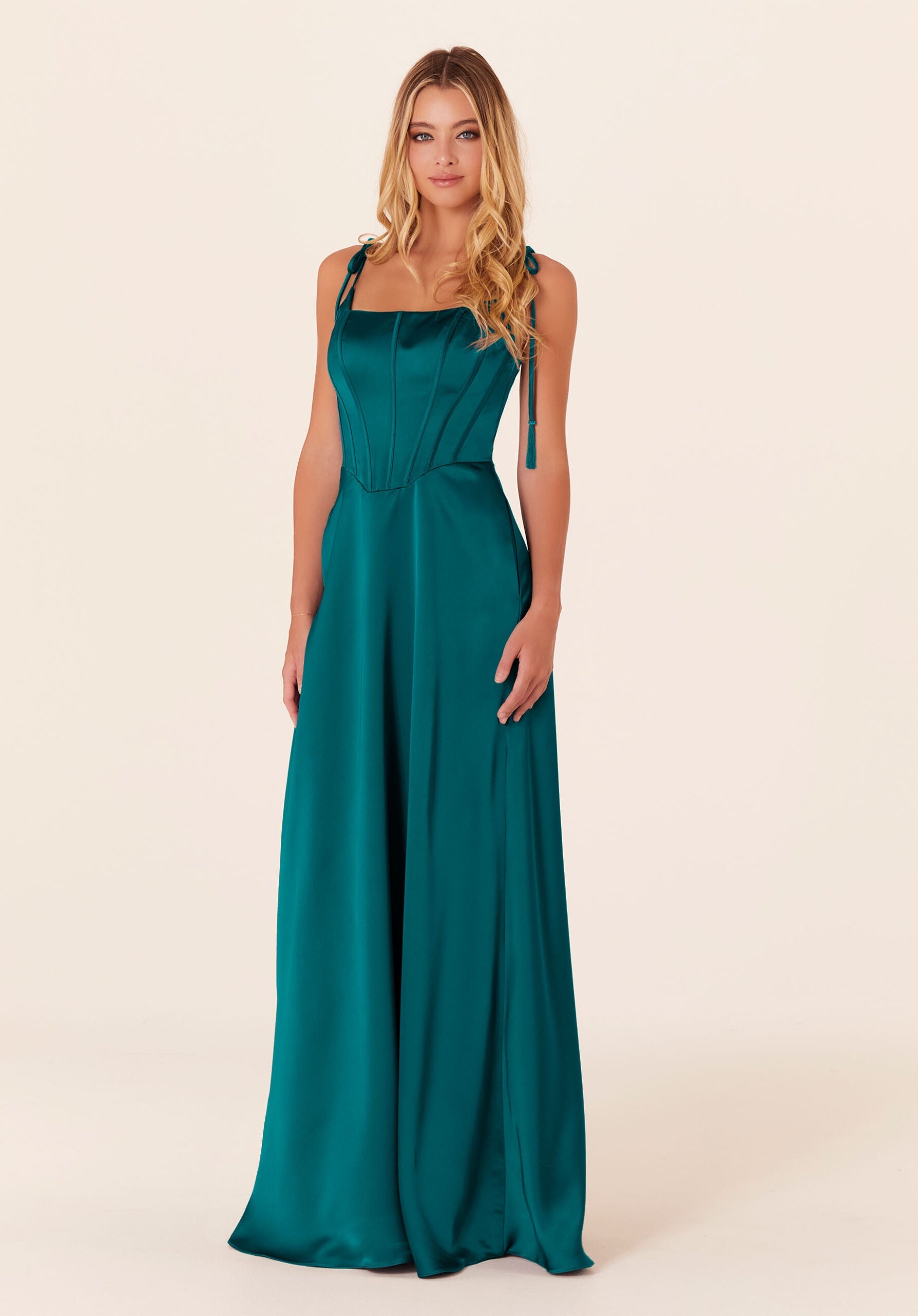 Formal Dresses A Line Corset Long Formal Dress Teal-Satin-21822-Corset