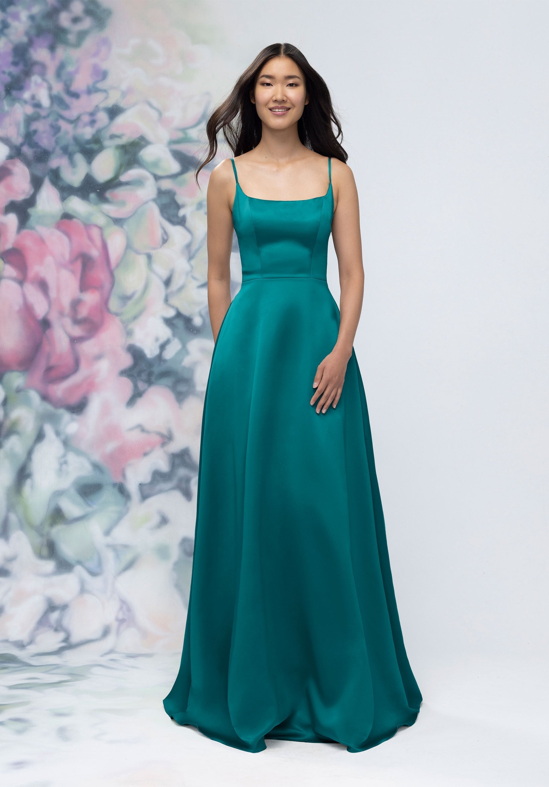 Formal Dresses A Line Formal Long Gown Teal-Satin-3030017-A Line