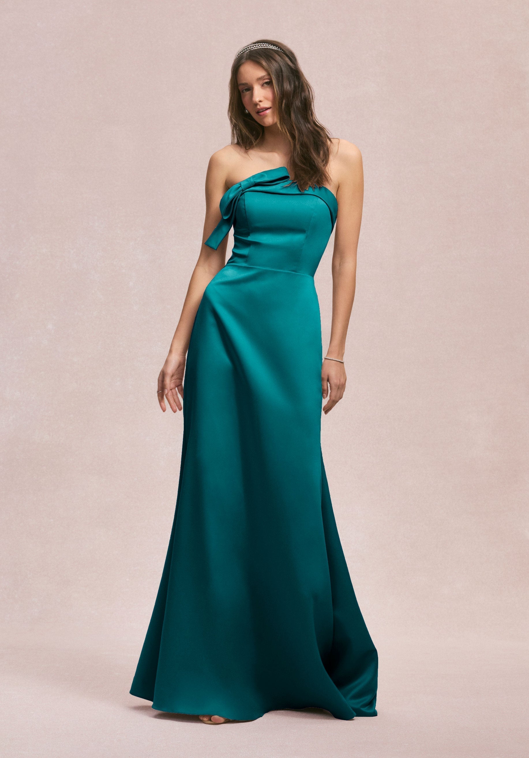 Formal Dresses Evening Long Formal Fitted Dress Teal-Satin-31246-Fitted