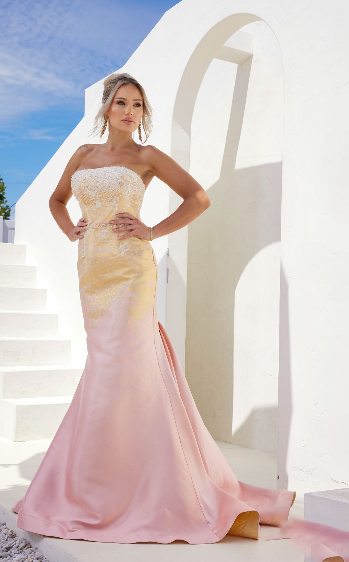 Formal Dresses Long Trumpet Formal Evening Dress Blush Gold