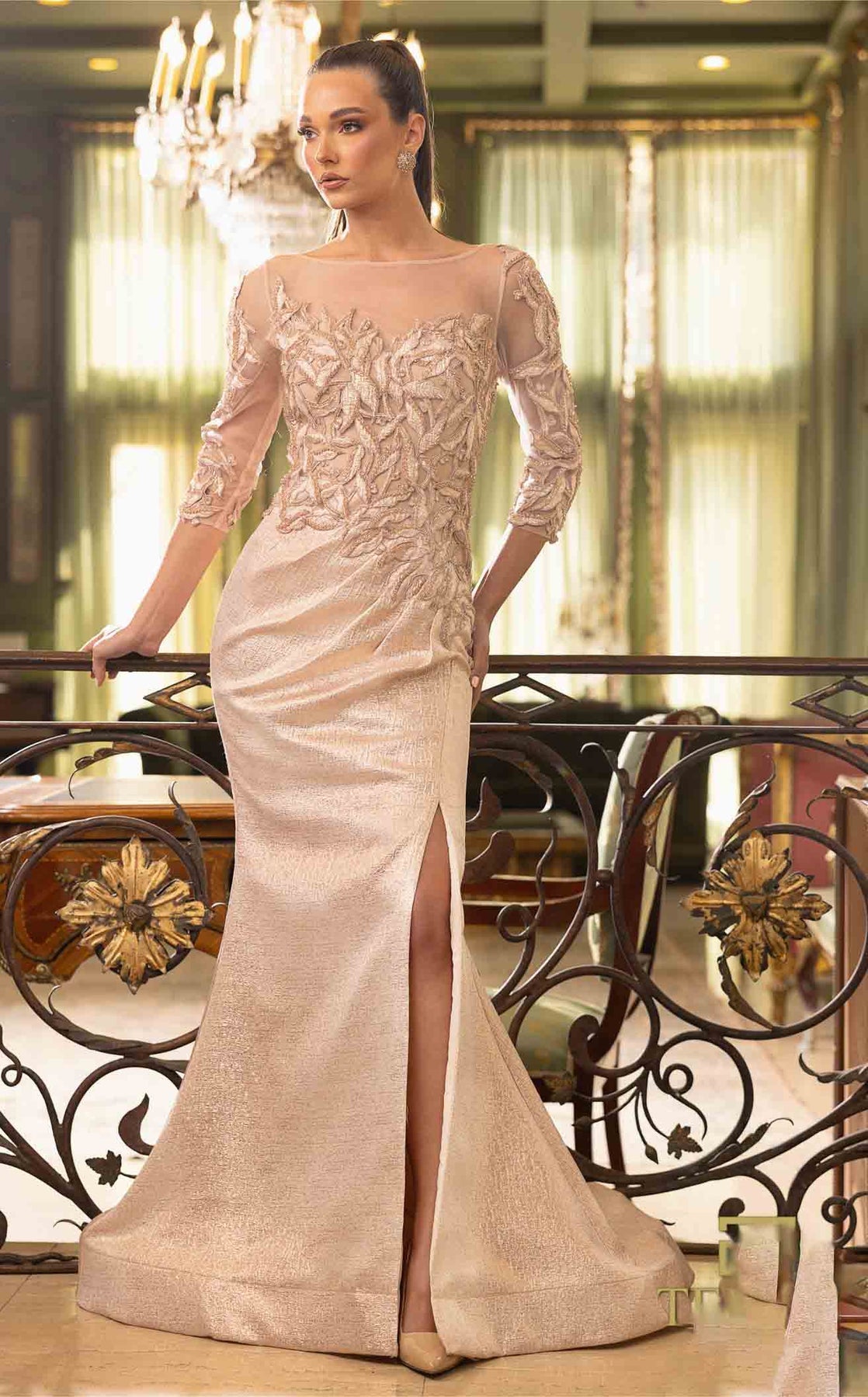 Terani Couture 242M3374 Long Sleeve Formal Evening Dress
