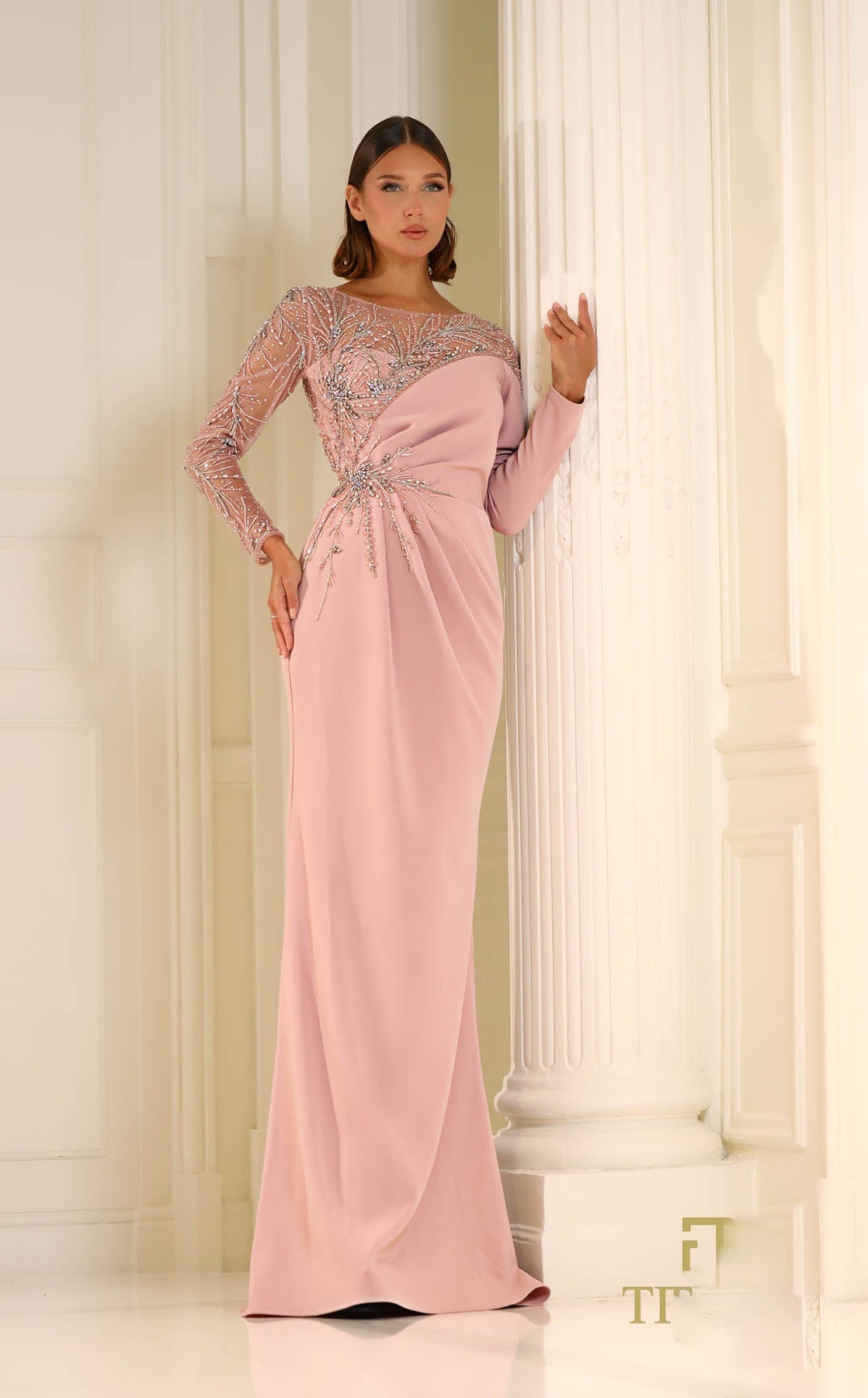 Mother of the Bride Dresses Long Sleeve Mother of the Bride Formal Dress Dusty Rose