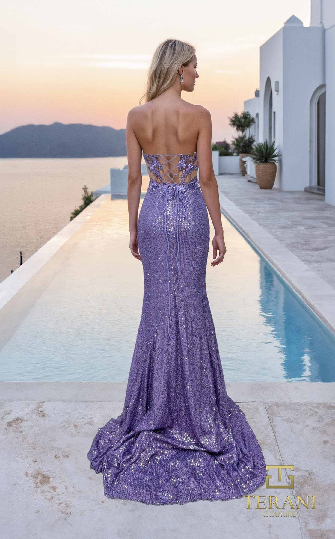 Prom Dresses Beaded Long Formal Mermaid Sequin Prom Dress LILAC NUDE