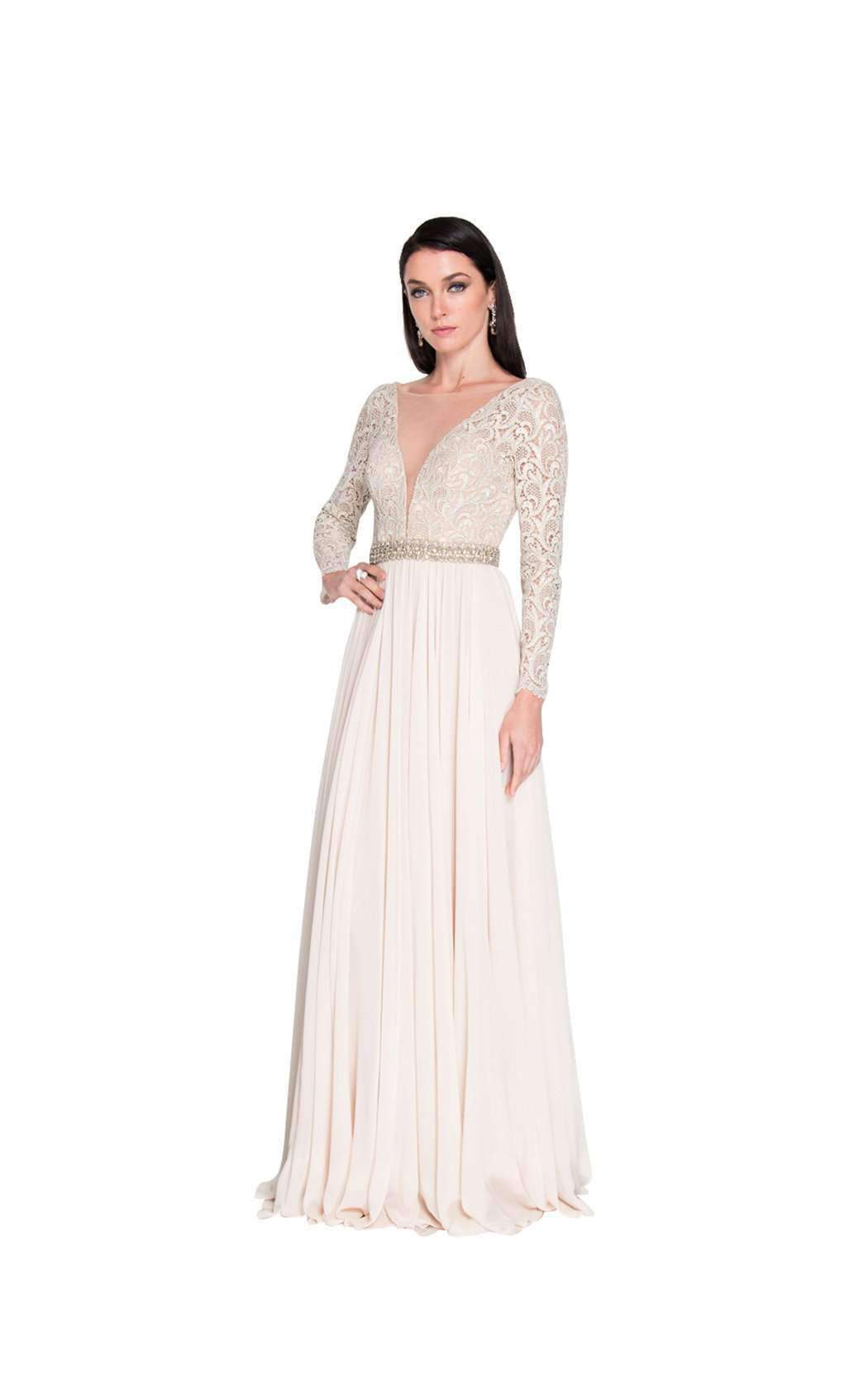 Formal Dresses Long Beaded a Line Lace Evening Formal Dress LT Champagne
