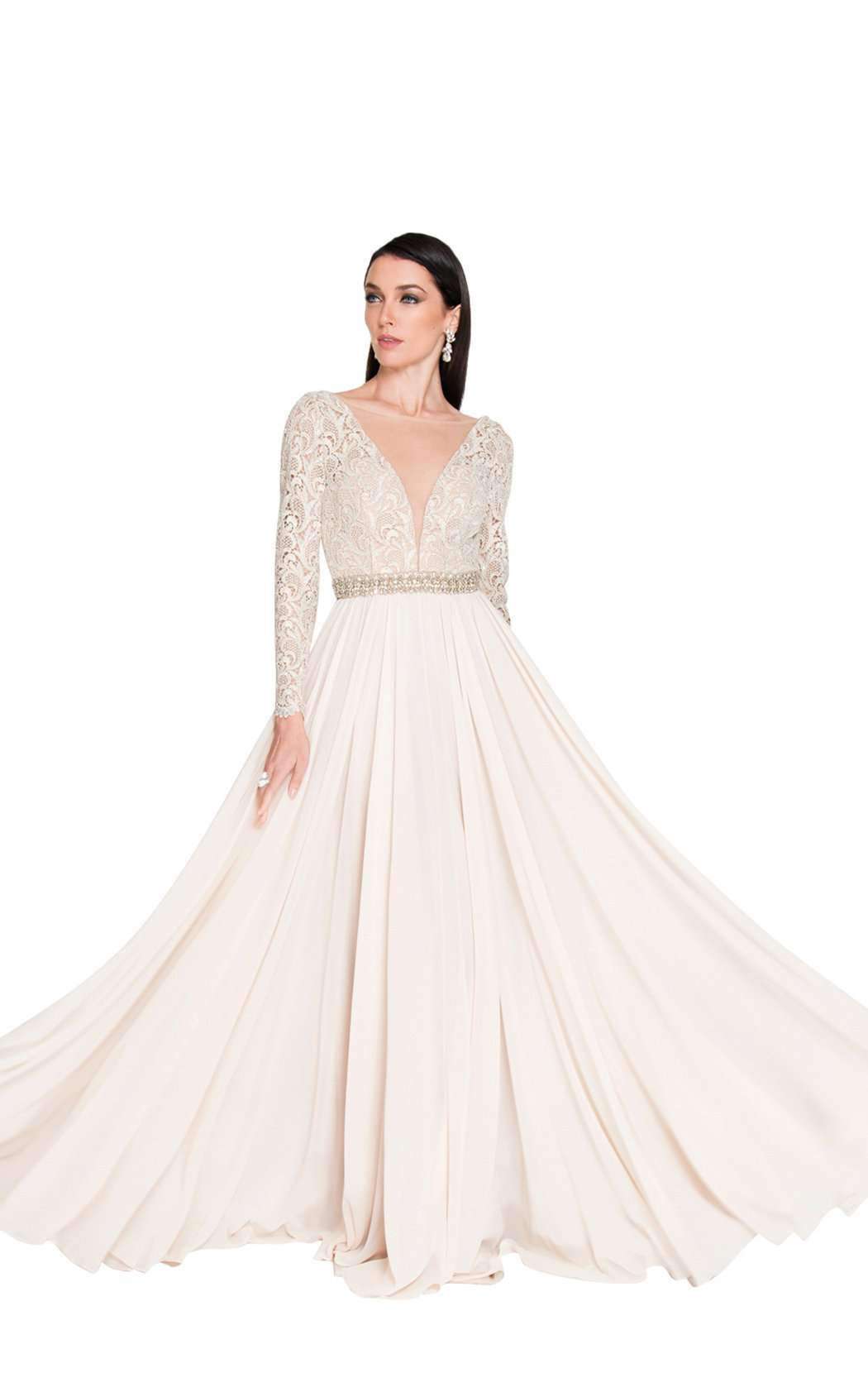 Formal Dresses Long Beaded a Line Lace Evening Formal Dress LT Champagne