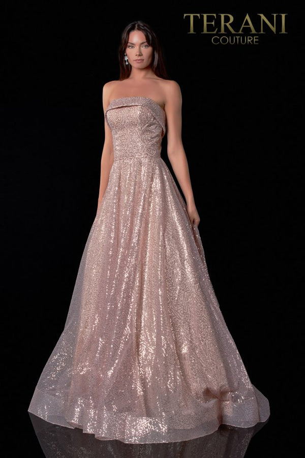 Terani Couture 2111P4106 Strapless Long Prom Dress