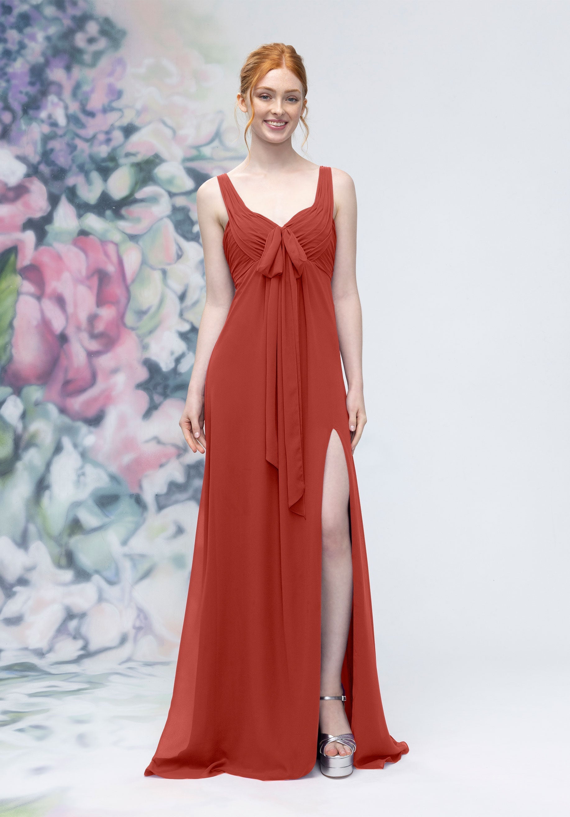 MGNY Madeline Gardner New York 3030009 A Line Formal Long Slit Dress - Violet / 4