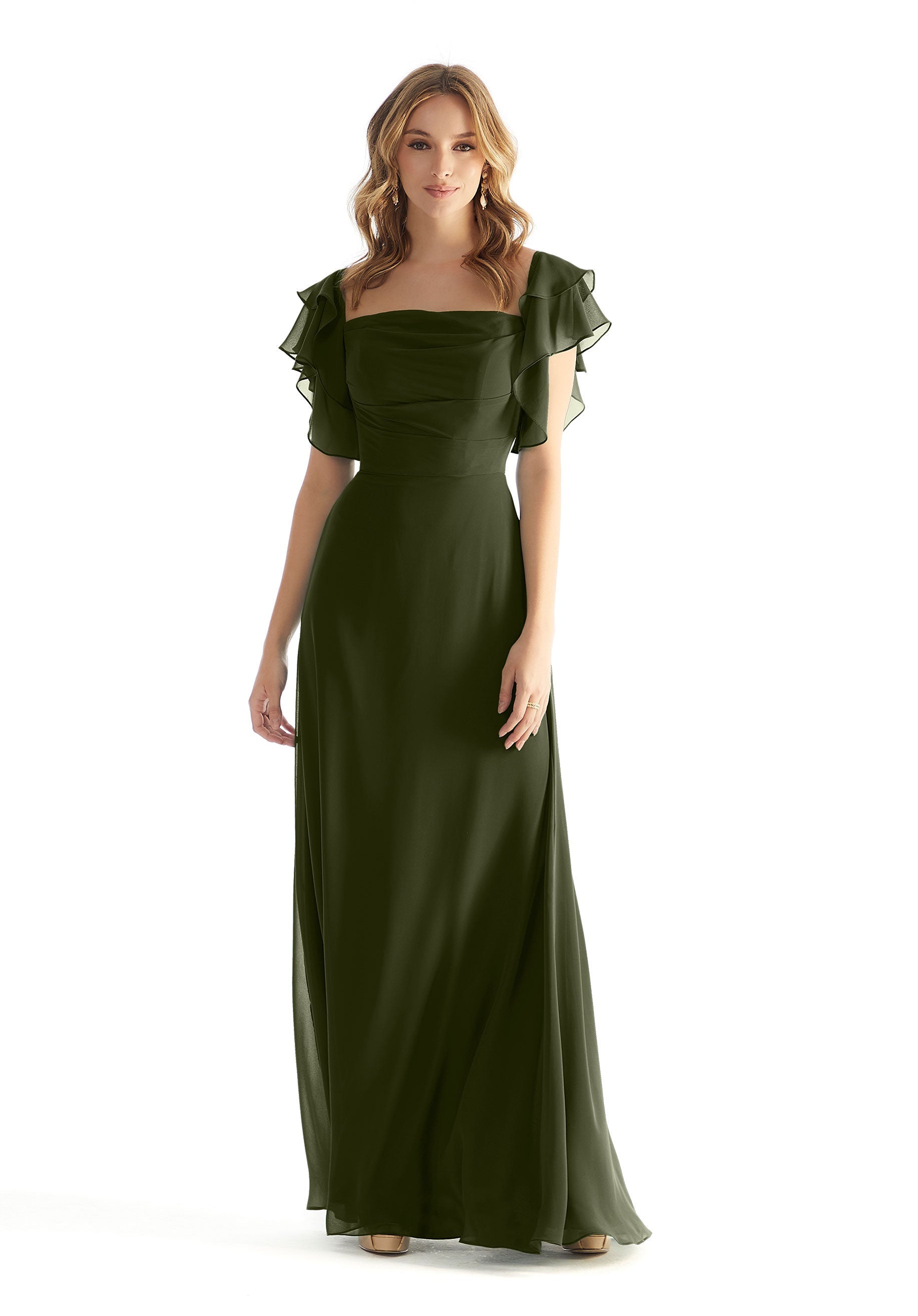 Formal Dresses Ruffle Formal Long Dress Thyme-Chiffon-31227-Ruffle
