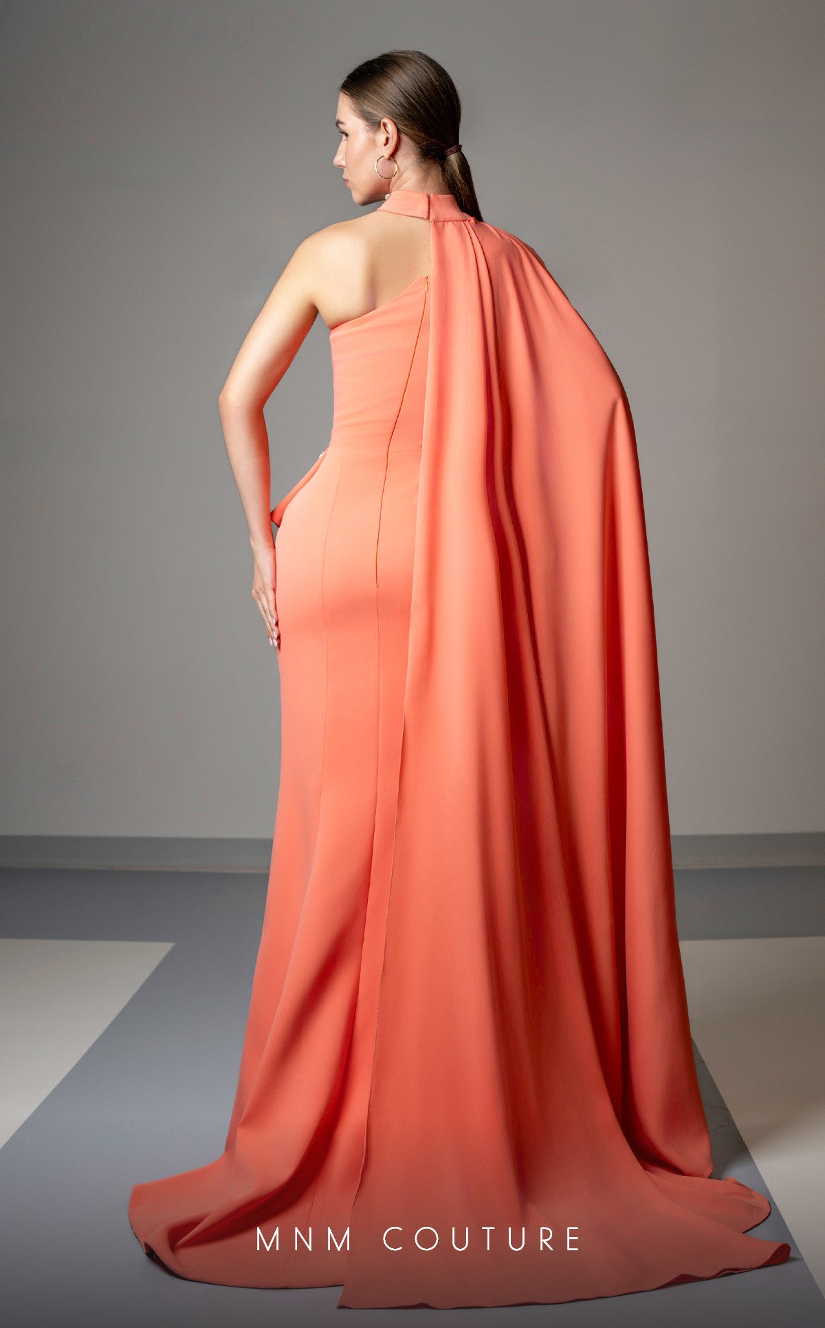 MNM Couture V02033 Fitted Long Formal Slit Pleated Evening Dress