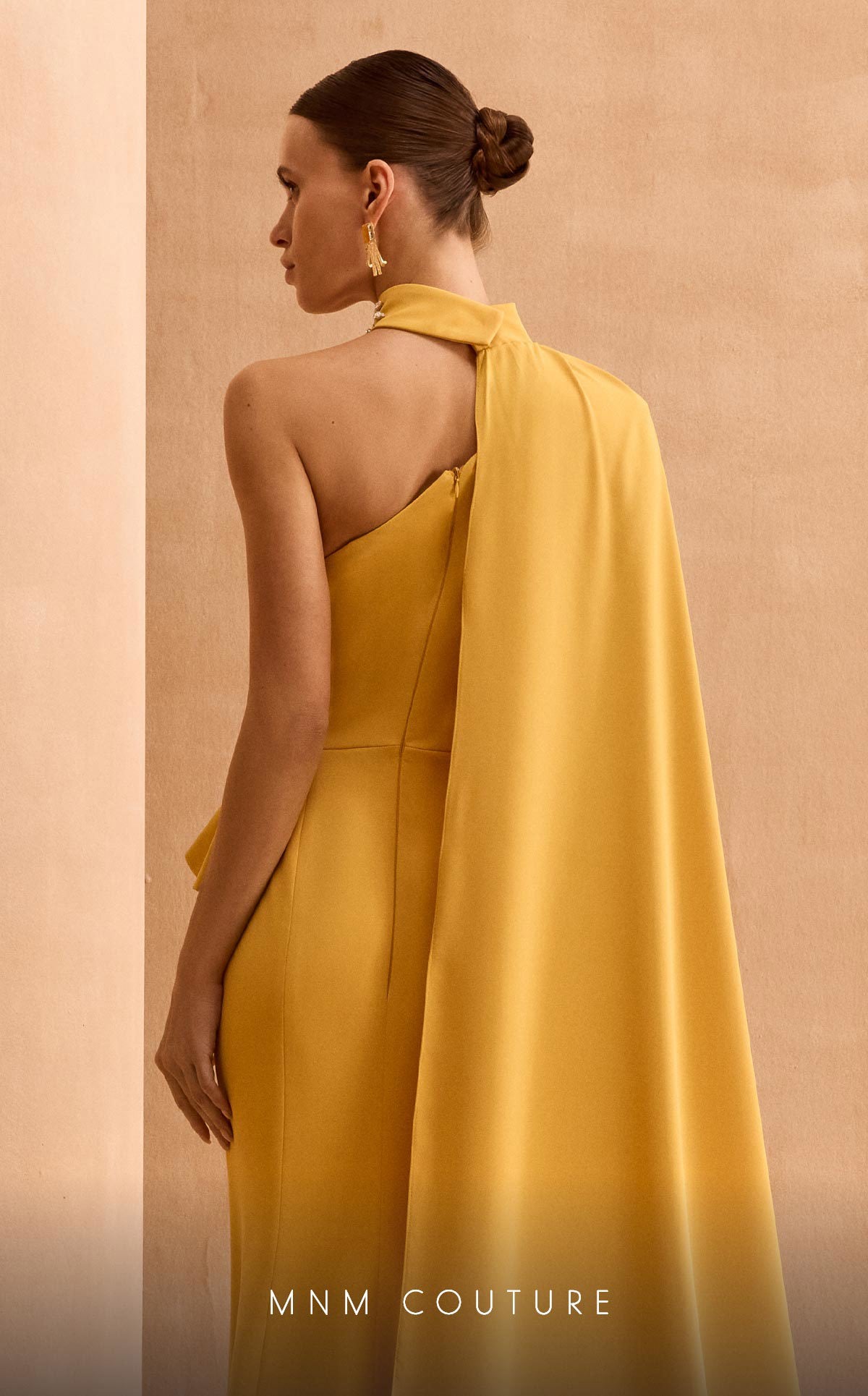 MNM Couture V02033 Fitted Long Formal Slit Pleated Evening Dress