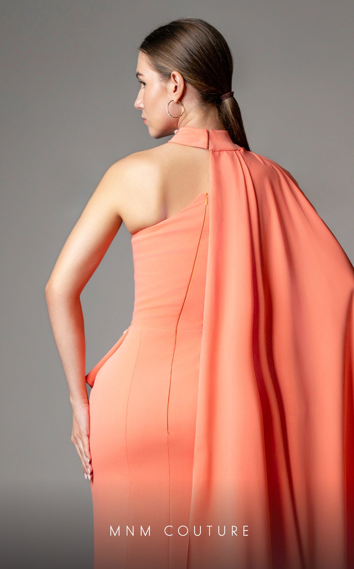 MNM Couture V02033 Fitted Long Formal Slit Pleated Evening Dress