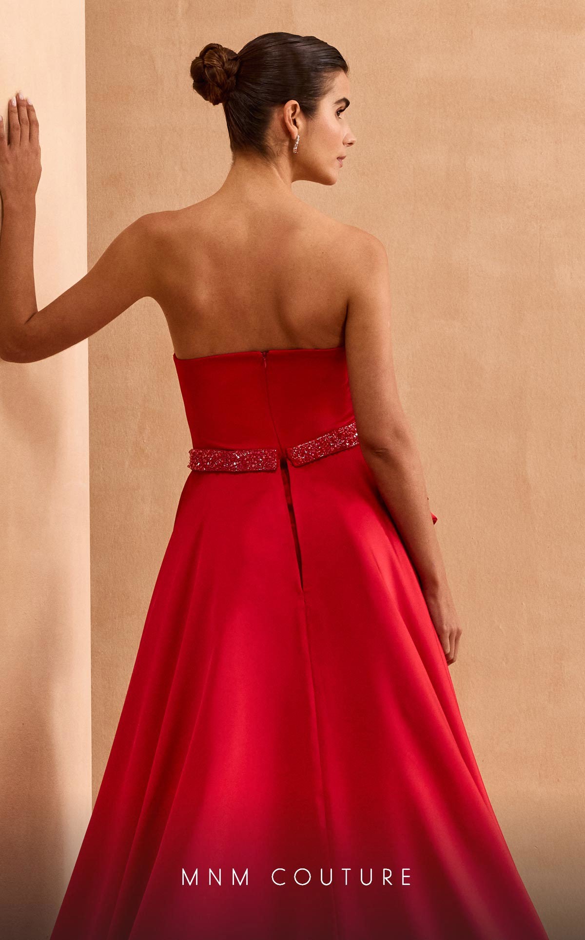 MNM Couture V07353 Beaded Long Formal Slit Overskirt Prom Dress