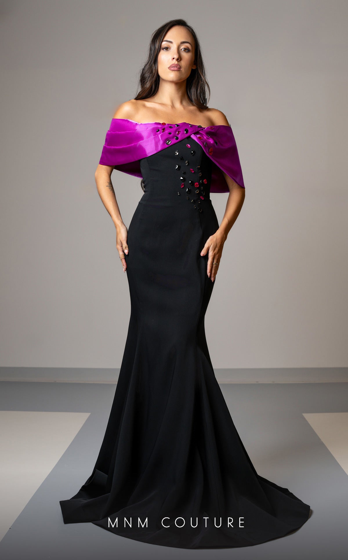 MNM Couture V07388 Long Mermaid Fit Formal Evening Prom Dress