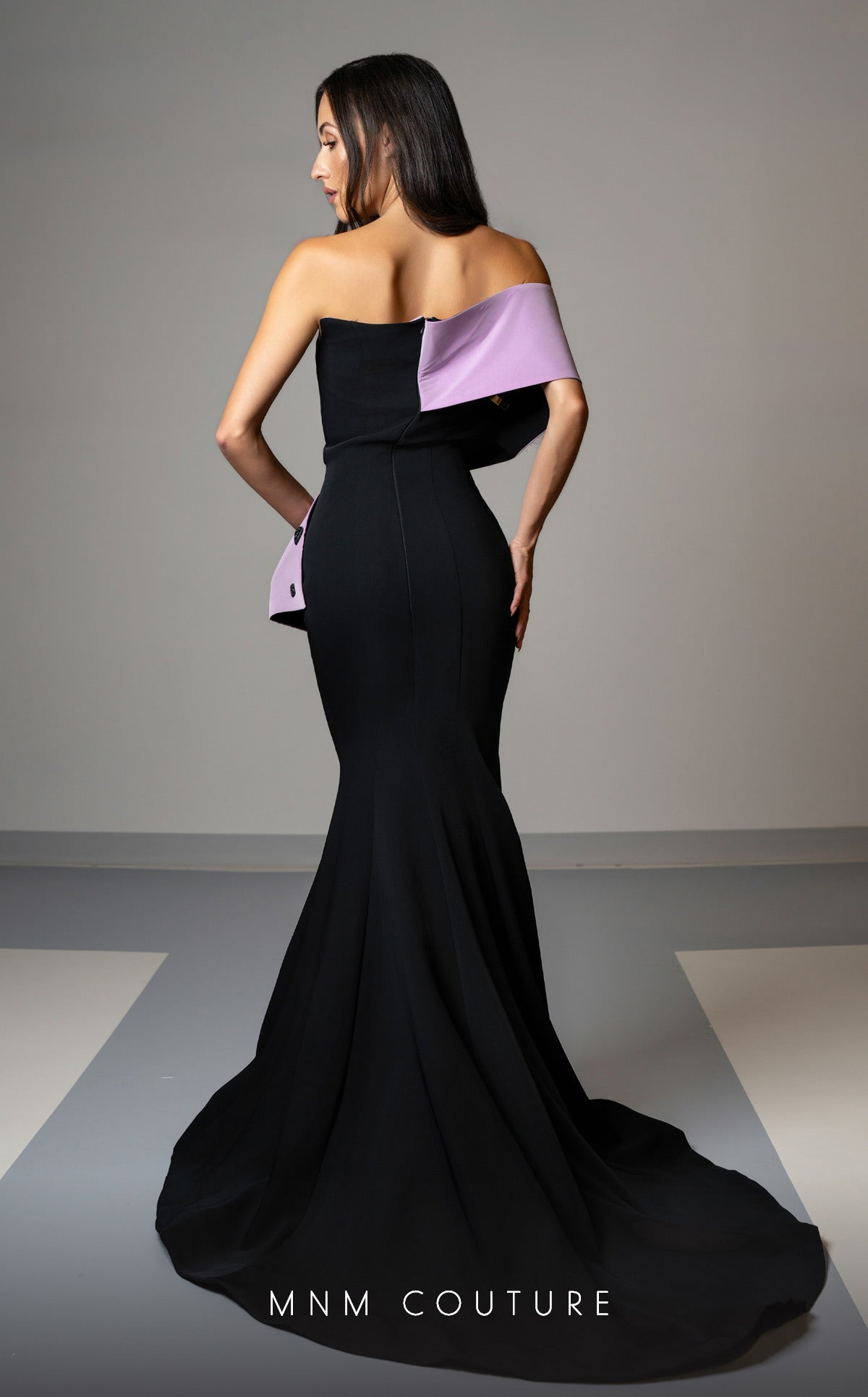 MNM Couture V07391 Mermaid Fit Long Formal Two Tone Prom Dress