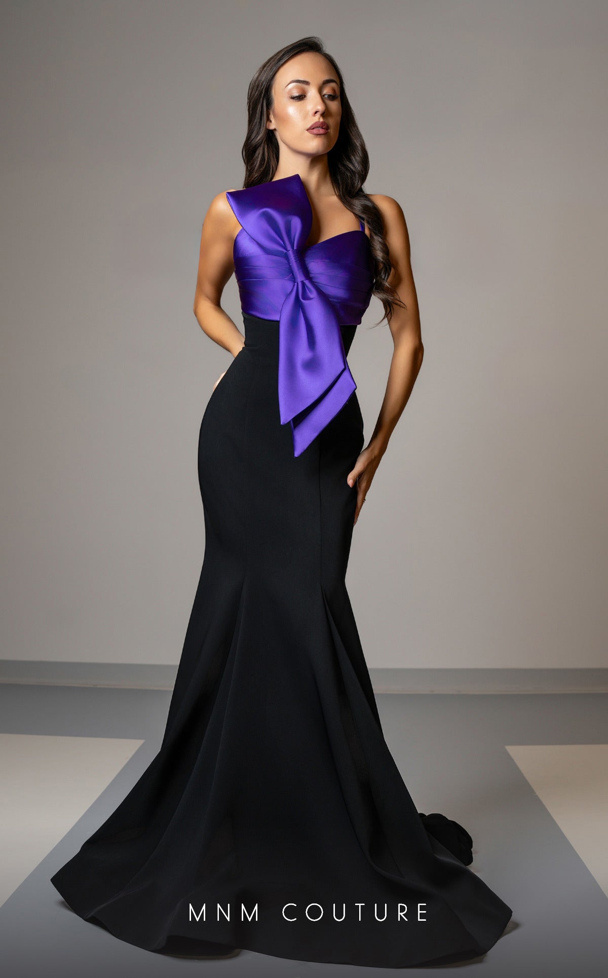 MNM Couture V07400 Long Mermaid Fit Two Tone Formal Prom Dress