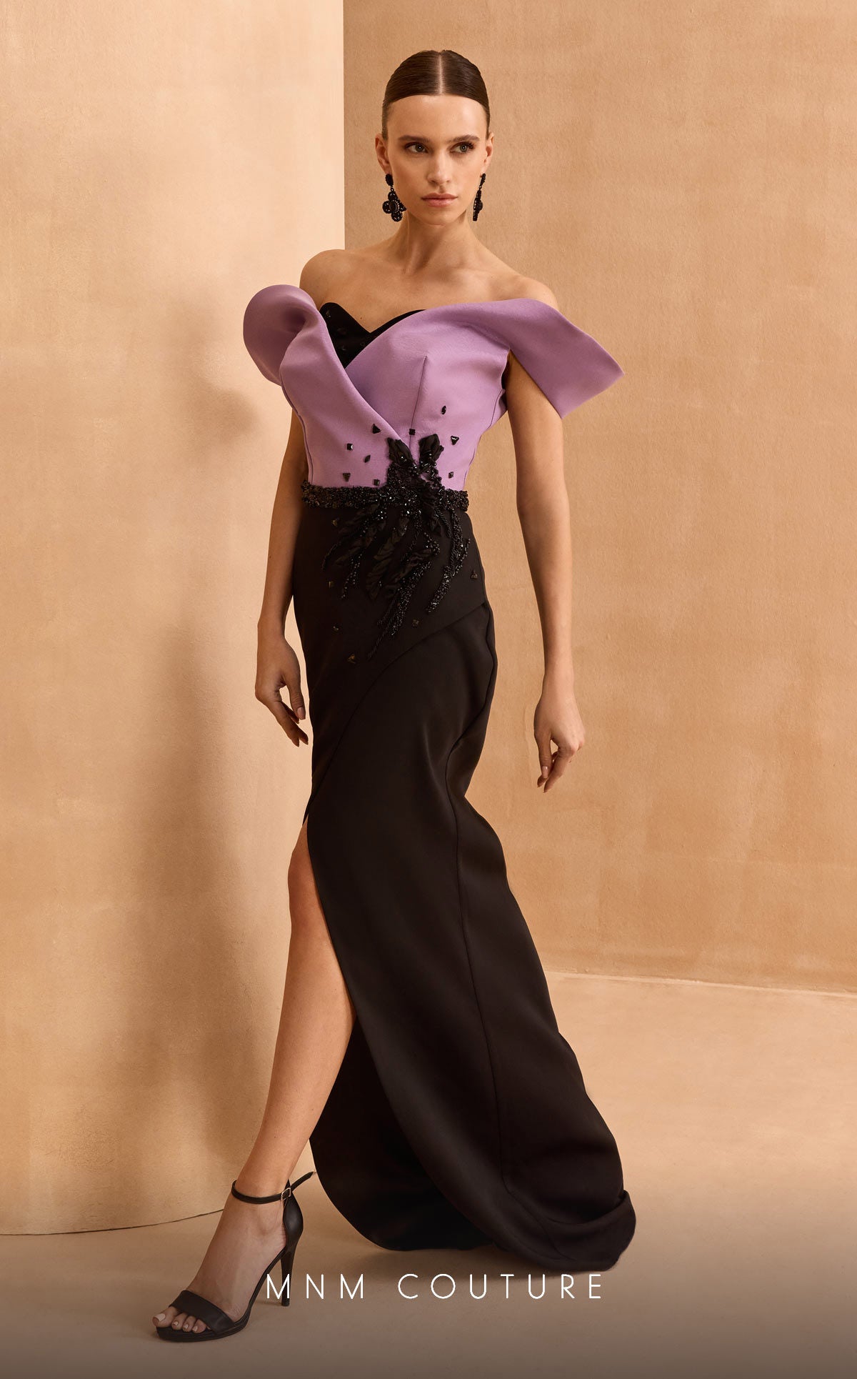 MNM Couture V07428 Fitted Long Formal Beaded Evening Dress
