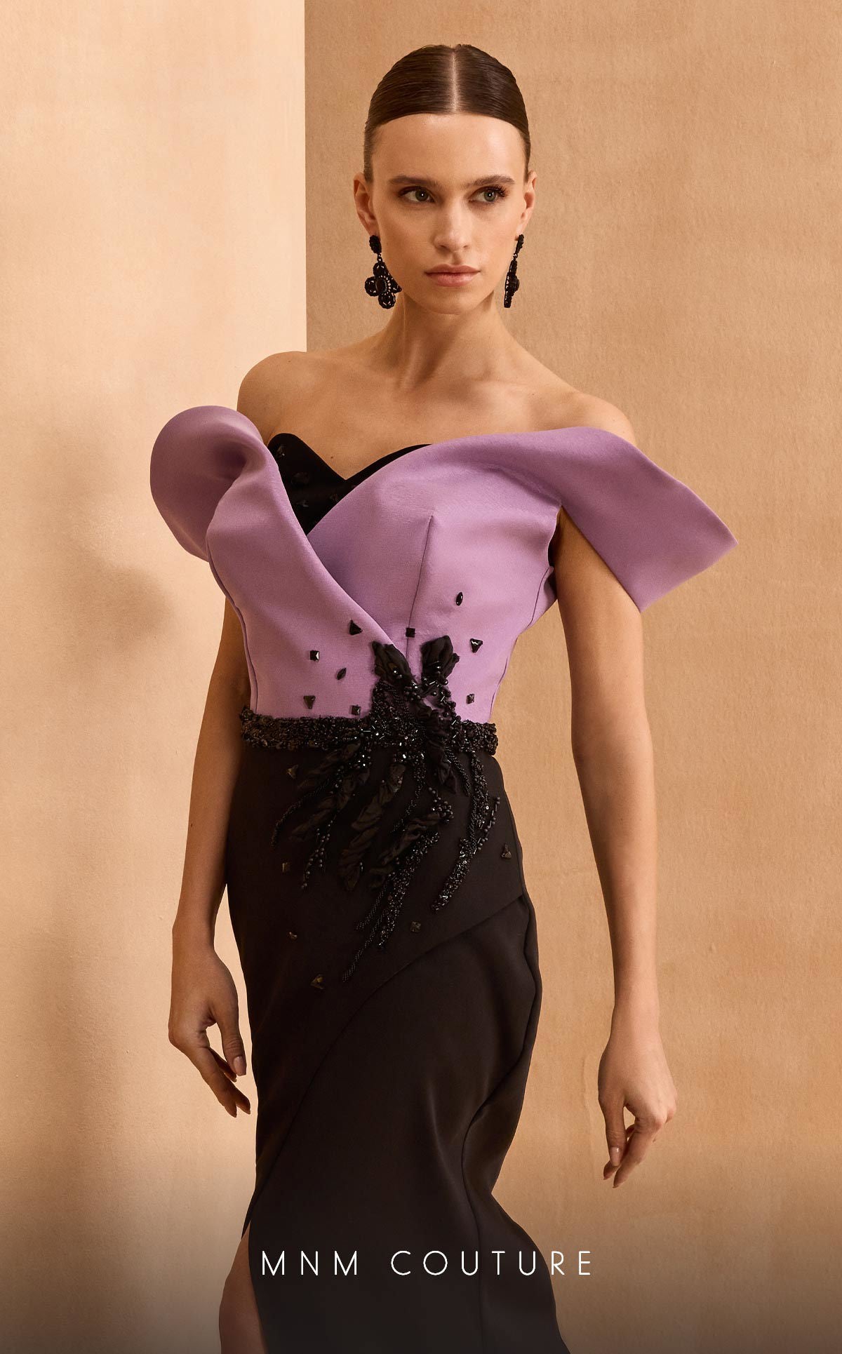 MNM Couture V07428 Fitted Long Formal Beaded Evening Dress