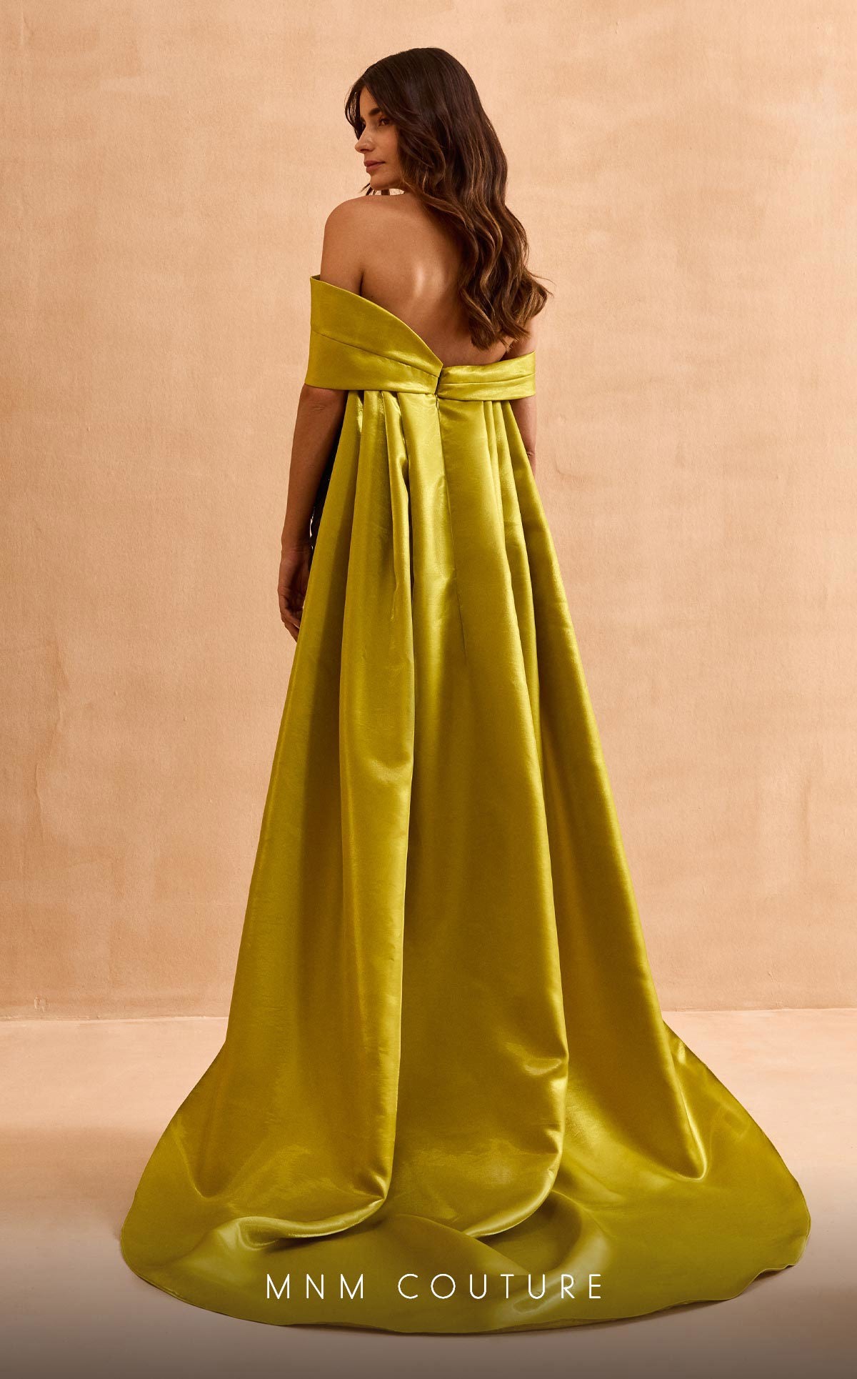 MNM Couture V07441 Long Pleated Formal Slit Prom Dress