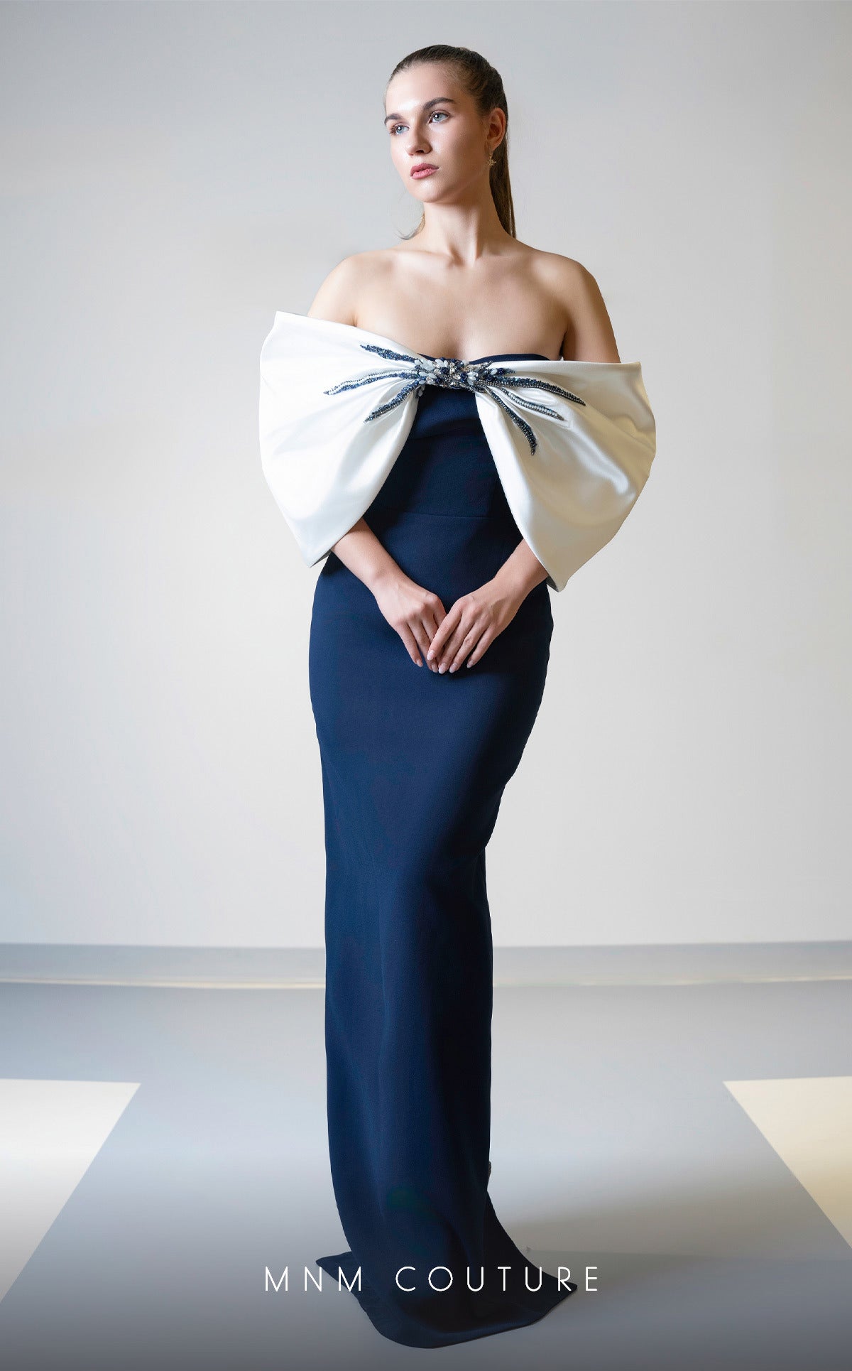 MNM Couture V07508 Long Formal Fitted Evening Dress
