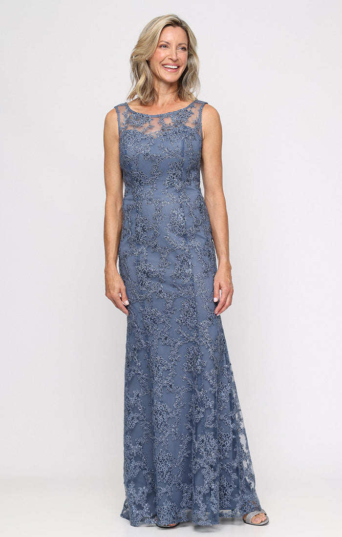 Formal Dresses Long Formal Floral Eveving Dress Vintage Blue-Tulle-81171128-Floral