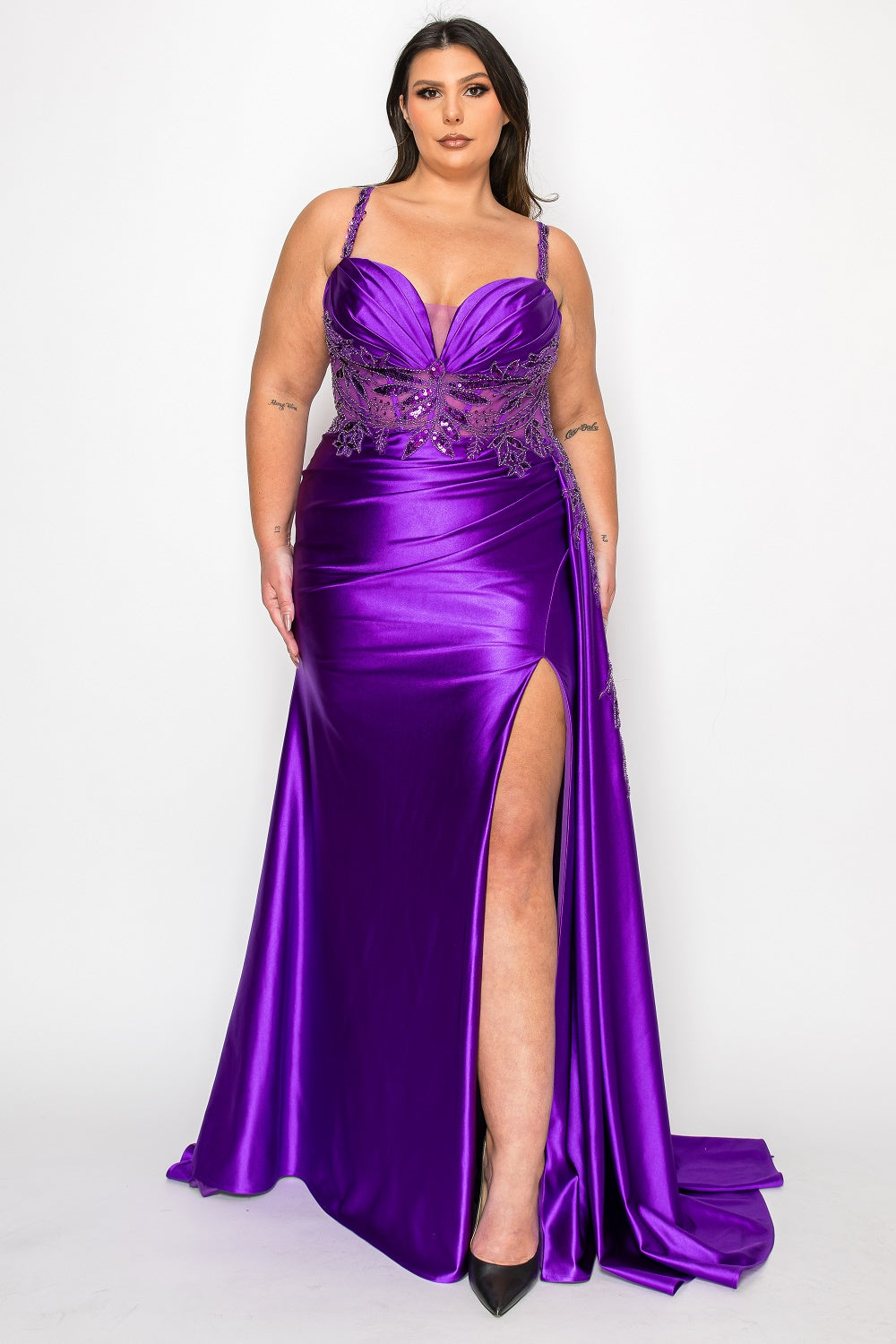 Sweetheart Floor-Length Satin Prom Sheath/Column Poly USA W1182
