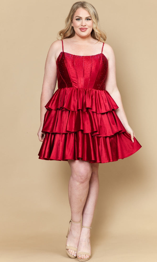 Sweetheart Mini Short Satin Cocktail Fit & Flare Poly USA W1192