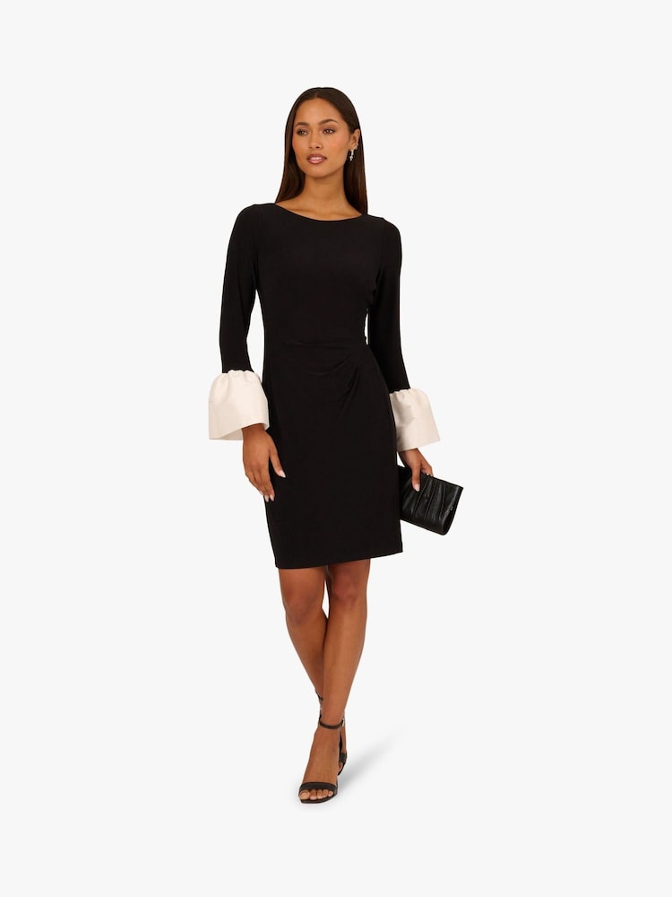 Adrianna Papell Women's Short Dress With Cuff Detail, Black, 6