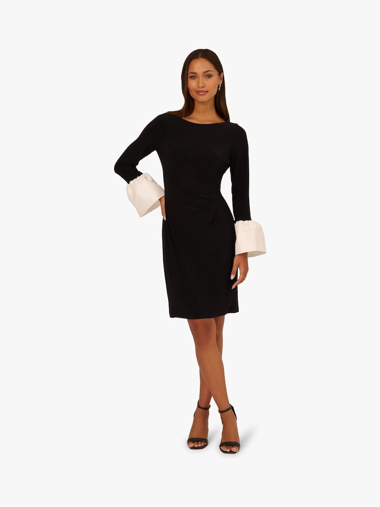 Adrianna Papell Women's Short Dress With Cuff Detail, Black, 6