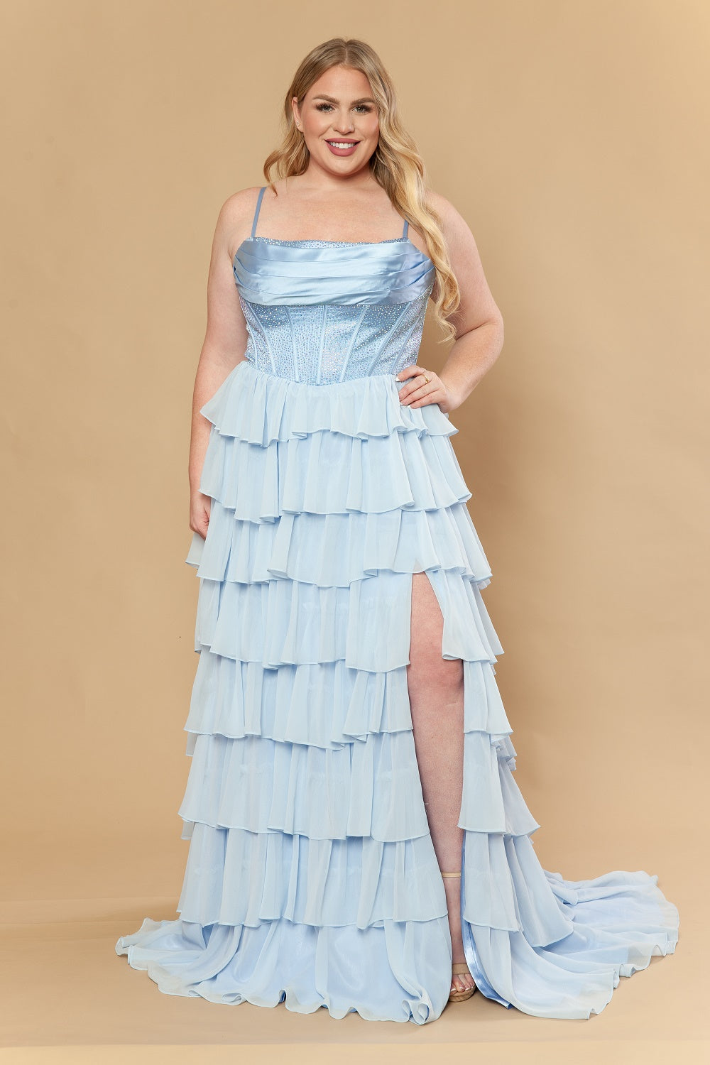 Cowl Floor-Length Chiffon Prom A-Line Poly USA W1250