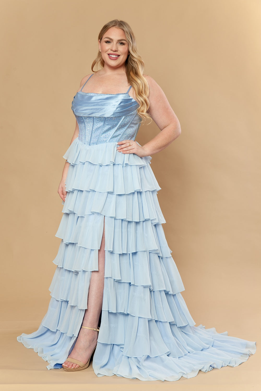 Cowl Floor-Length Chiffon Prom A-Line Poly USA W1250