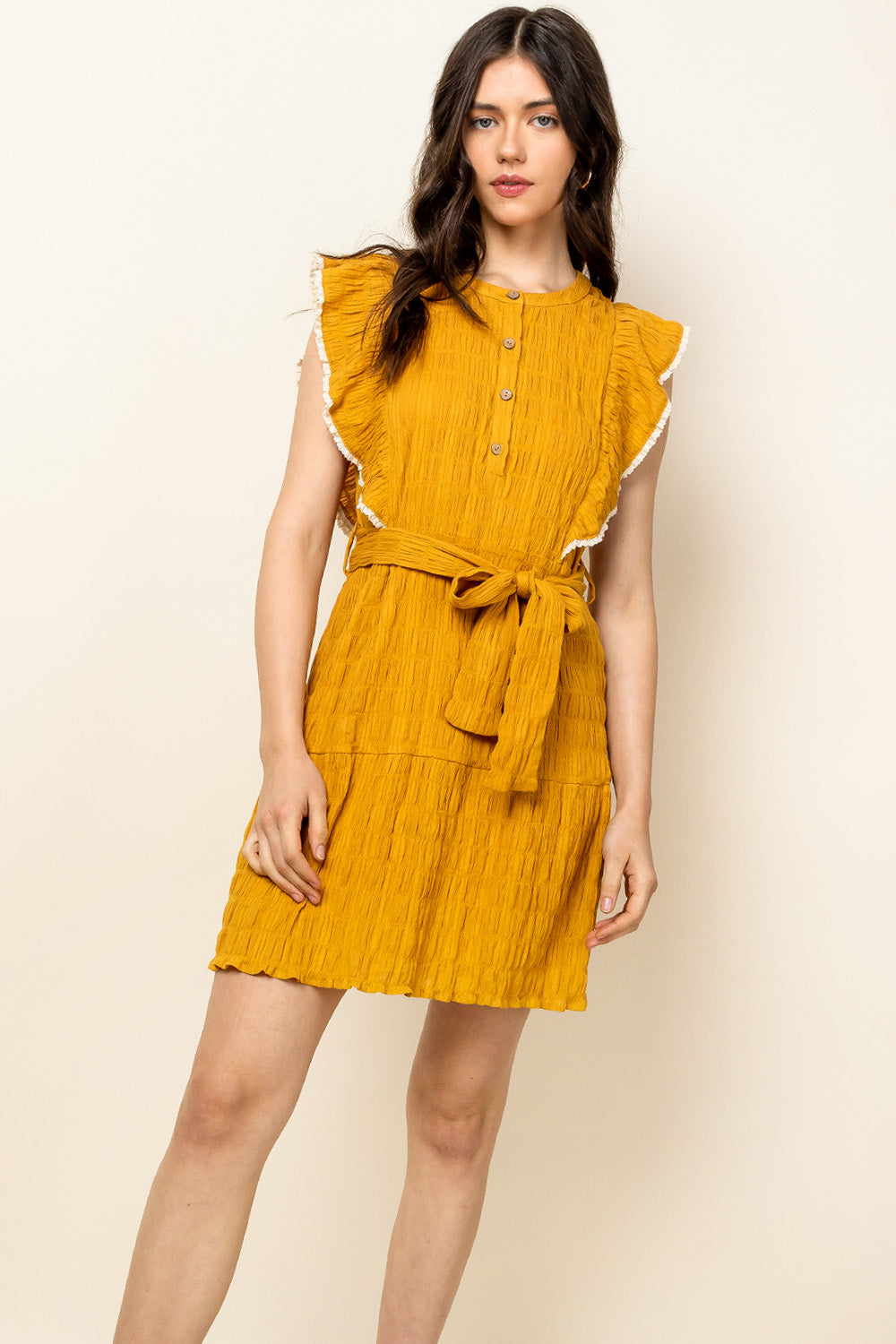 Short Ruffle Plead Dress