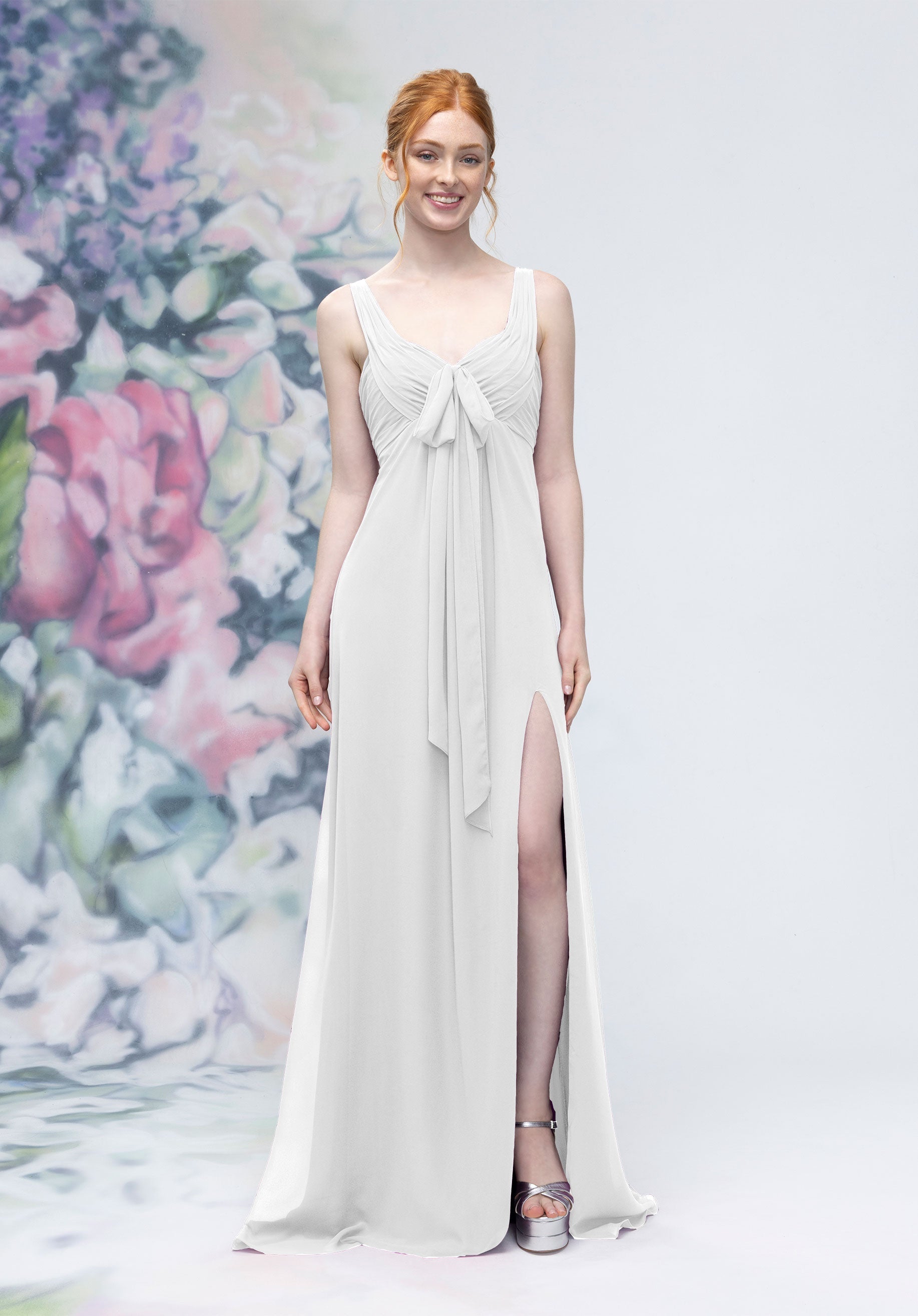 Wedding Dresses A Line Bridal Slit Long Wedding Dress White-Chiffon-3030009-Pleated