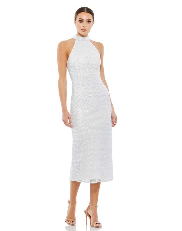 Midi Beaded Wedding Dress Fitted Mac Duggal 70110