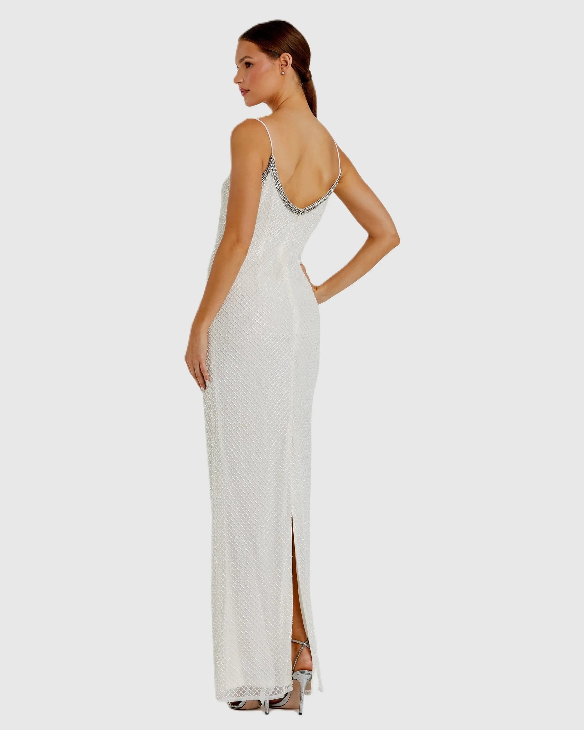 Wedding Dresses Long Fitted Wedding Dress - Beaded - Mac Duggal 93551 White-Polyester-93551-Beaded
