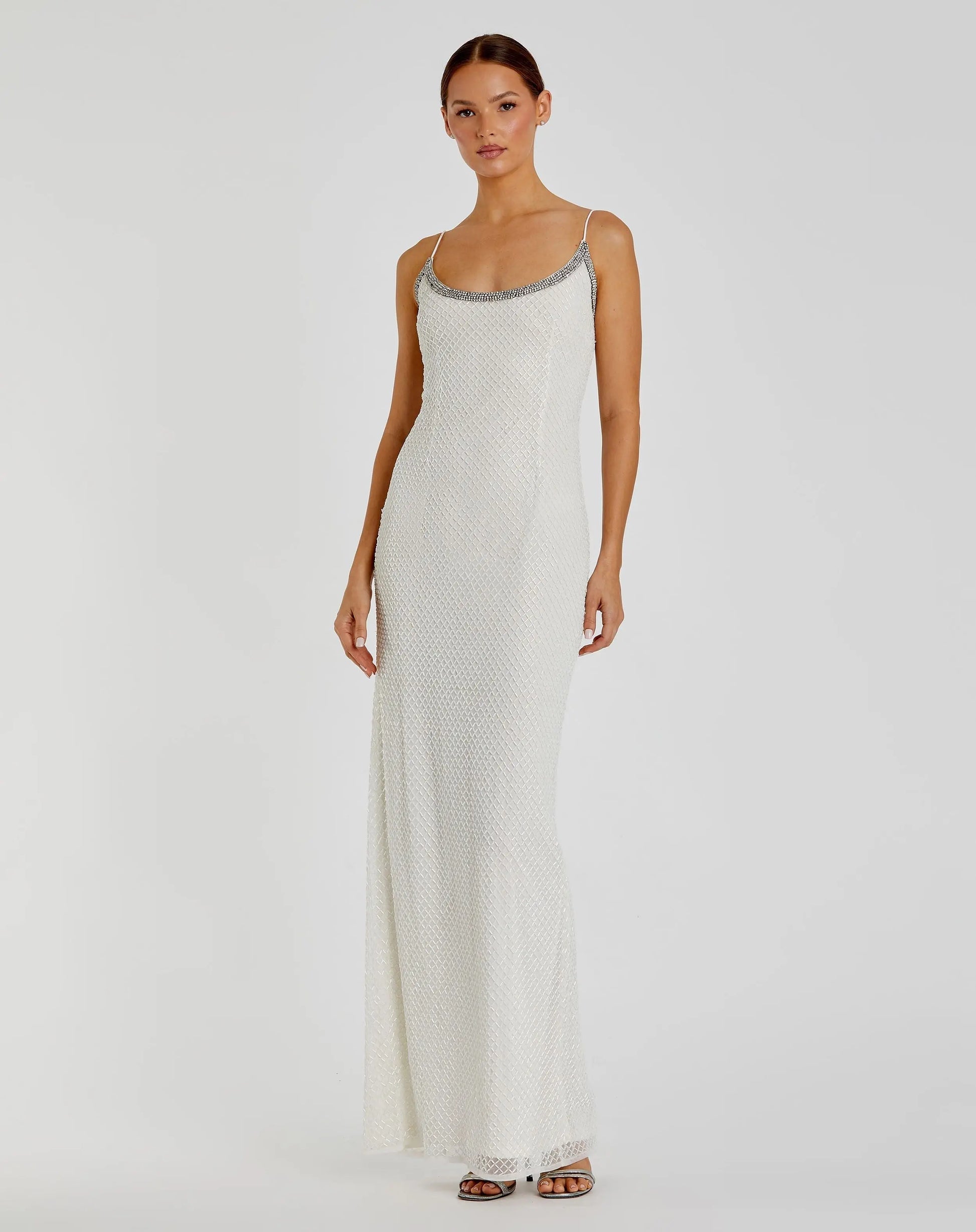 Wedding Dresses Long Fitted Wedding Dress - Beaded - Mac Duggal 93551 White-Polyester-93551-Beaded