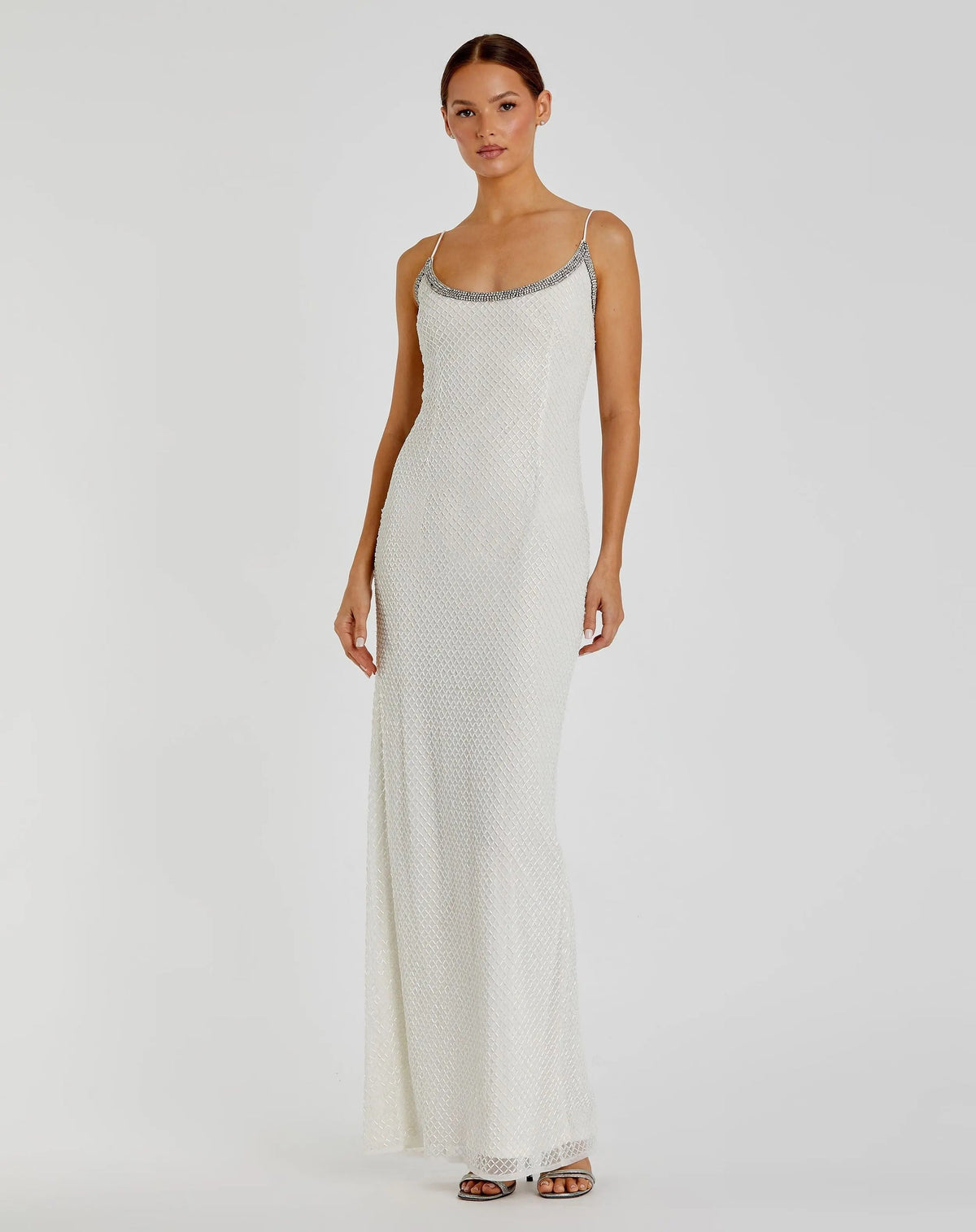 Wedding Dresses Long Fitted Wedding Dress - Beaded - Mac Duggal 93551 White-Polyester-93551-Beaded