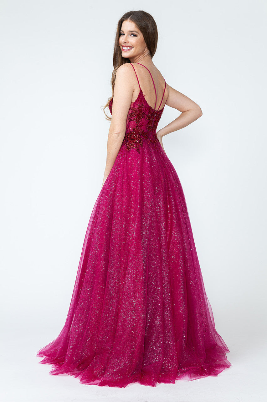 Prom Dresses Sequin Long Beaded Formal Prom Dress Lenovia 8182 Wine-Tulle-8182-Beaded