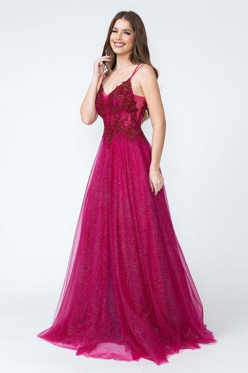 Prom Dresses Sequin Long Beaded Formal Prom Dress Lenovia 8182 Wine-Tulle-8182-Beaded